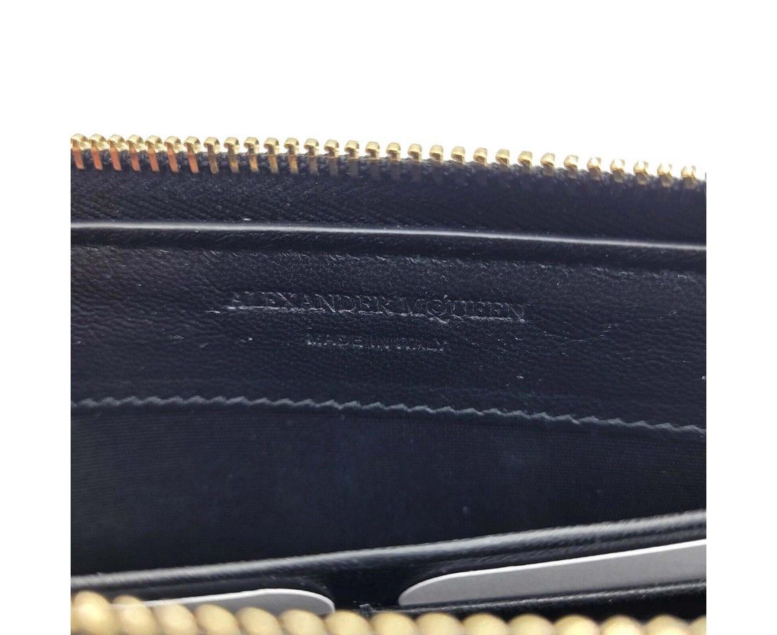 Alexander McQueen Women's Dark Navy Patent Leather Zip Around Wallet Size ONE SIZE - 5 Thumbnail