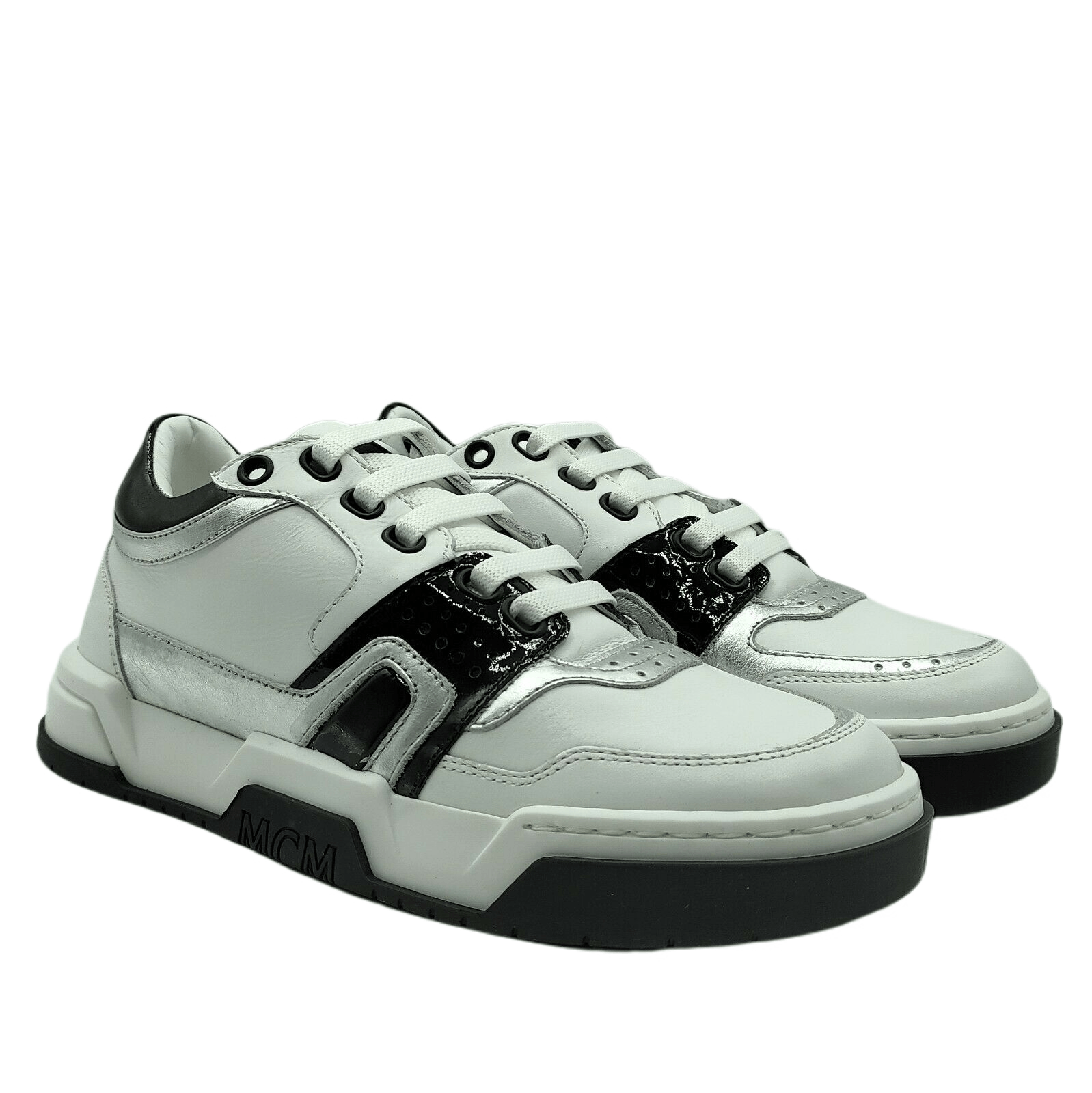 MCM Women's White Leather Visetos Low-top Sneaker EU 36/US 6 Size US 6 / IT 36 - 2 Thumbnail