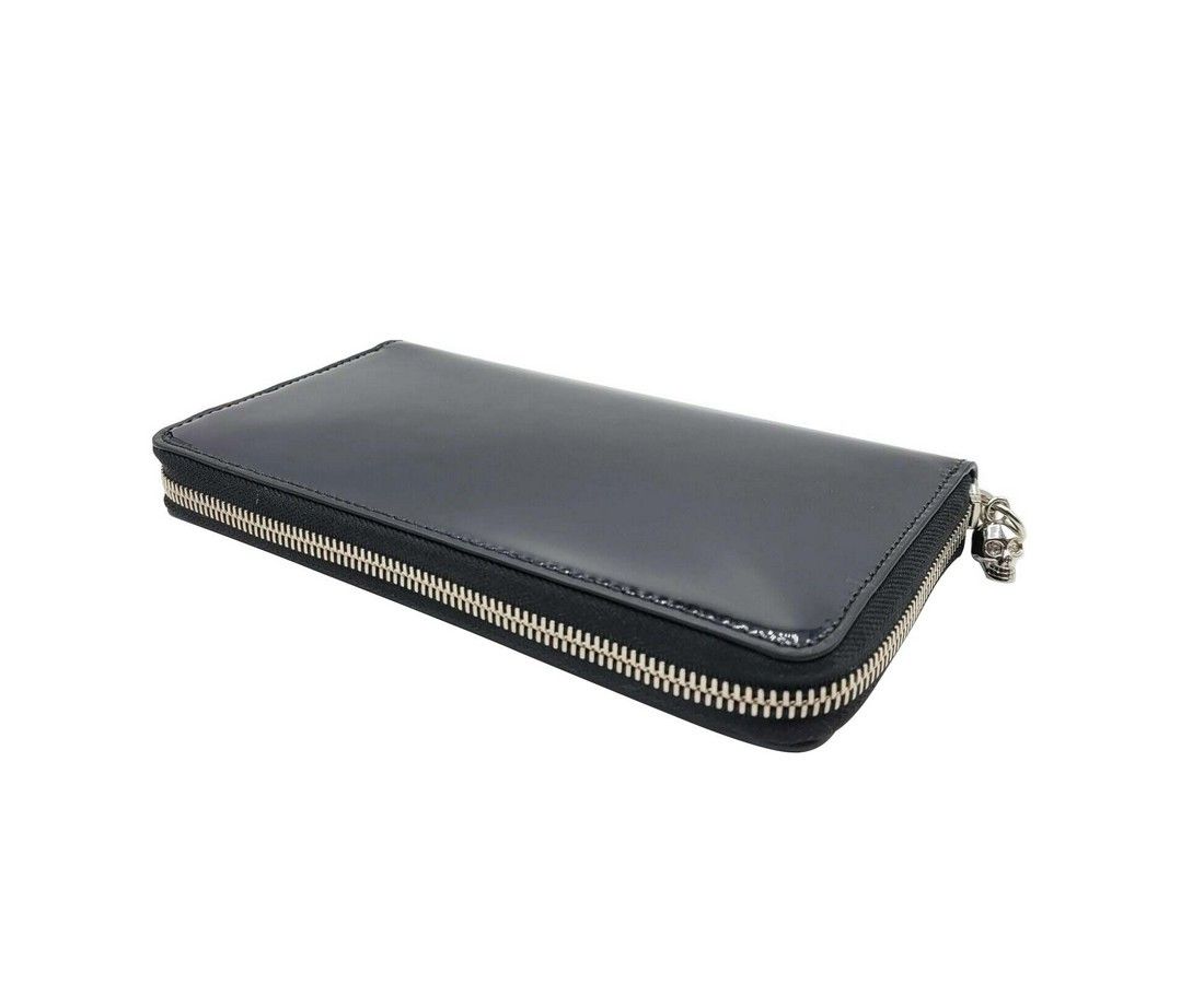 Alexander McQueen Women's Dark Navy Patent Leather Zip Around Wallet Size ONE SIZE - 2 Thumbnail