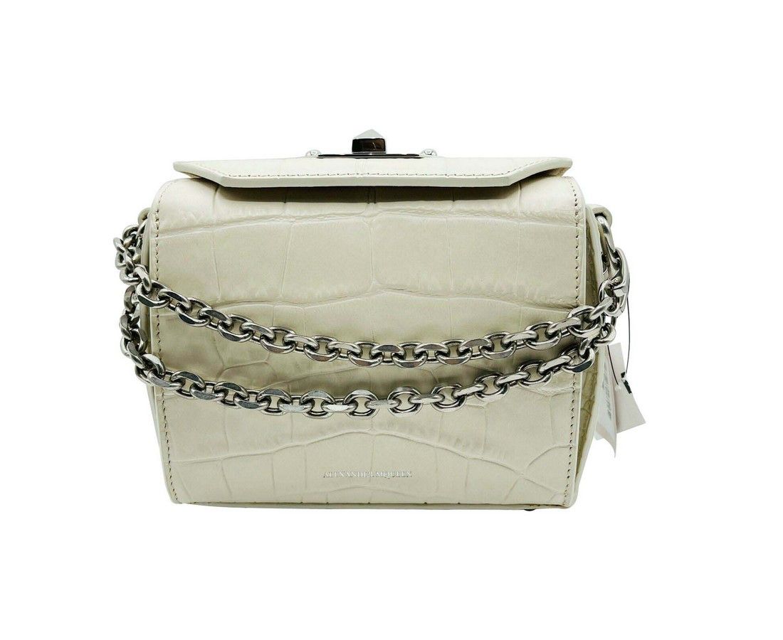 Alexander McQueen Women's Off White Crocodile Embossed Box 16 Crossbody Bag Size ONE SIZE - 2 Thumbnail