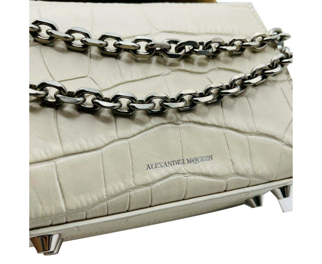 Alexander McQueen Women's Off White Crocodile Embossed Box 16 Crossbody Bag Size ONE SIZE - 6 Thumbnail