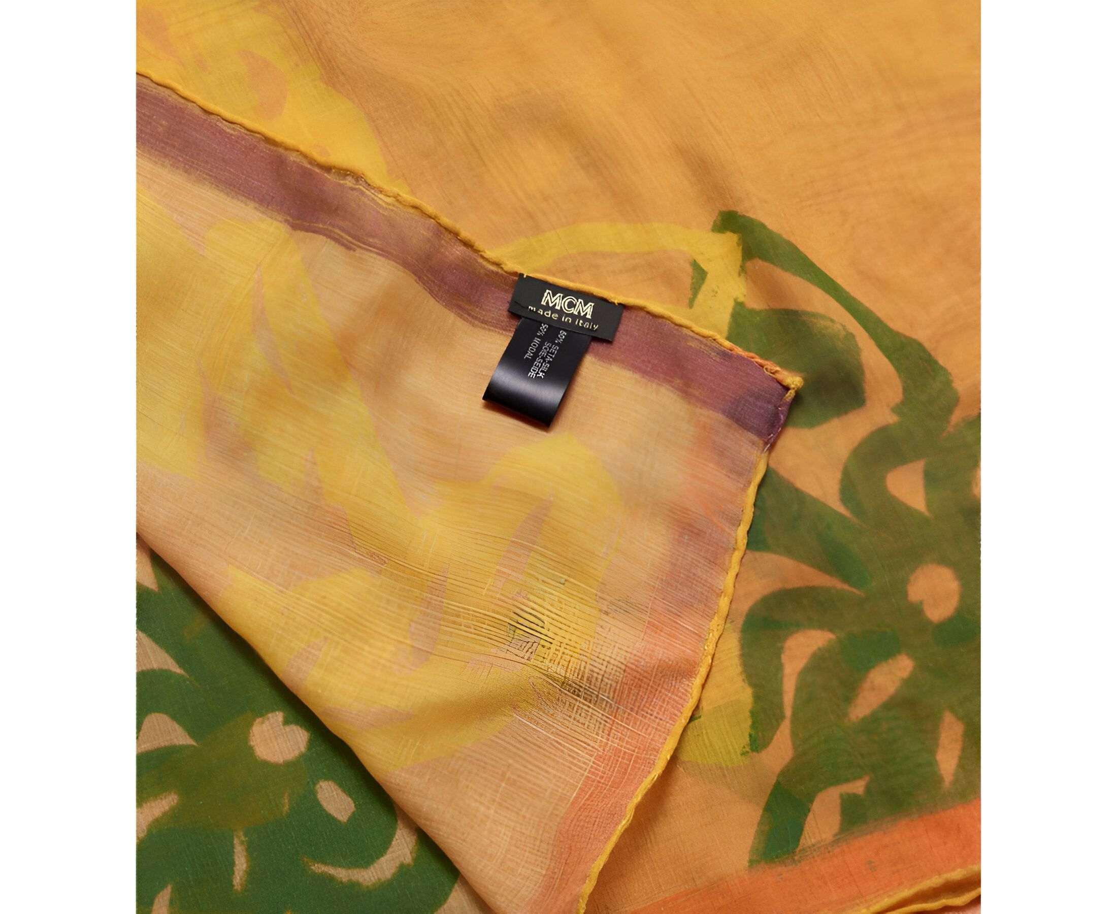 MCM Women's Yellow Allover Logo Print Silk Wool Large Scarf Size ONE SIZE - 2 Thumbnail