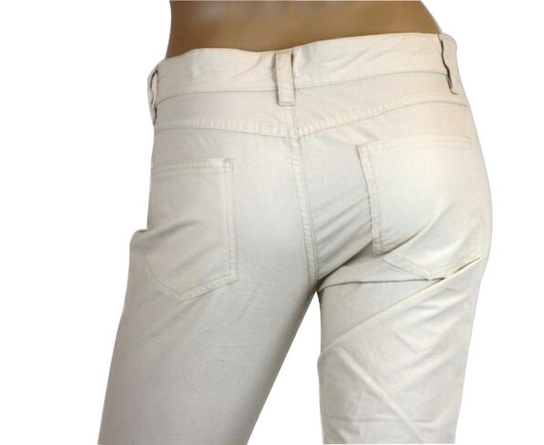 Bottega Veneta Women's Front Button Beige Cotton Flax Pants (40) Size 40" / US 18 - 4 Thumbnail