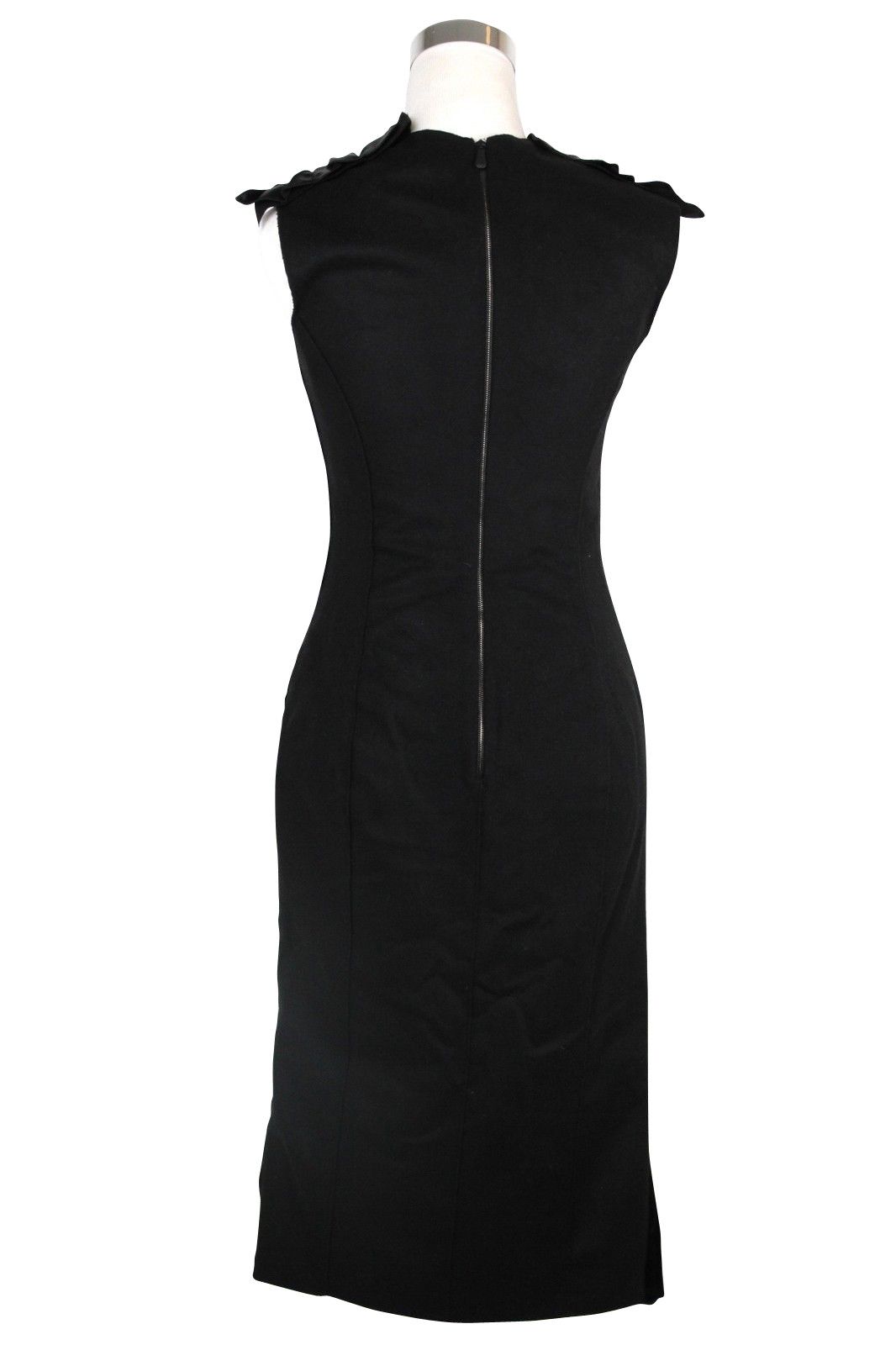 Bottega Veneta Women's Silk Pattern Black Wool Polyamide Dress Ruffle Size M / US 6-8 / IT 42-44 - 5 Thumbnail