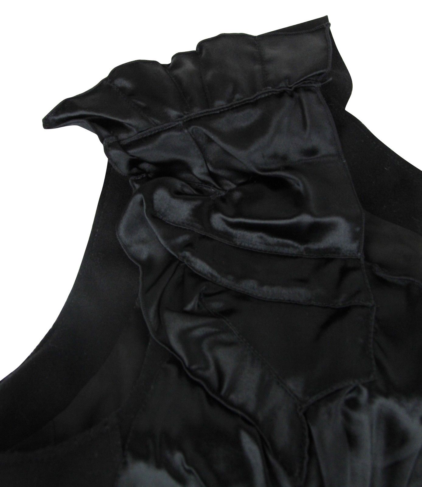 Bottega Veneta Women's Silk Pattern Black Wool Polyamide Dress Ruffle Size M / US 6-8 / IT 42-44 - 6 Thumbnail