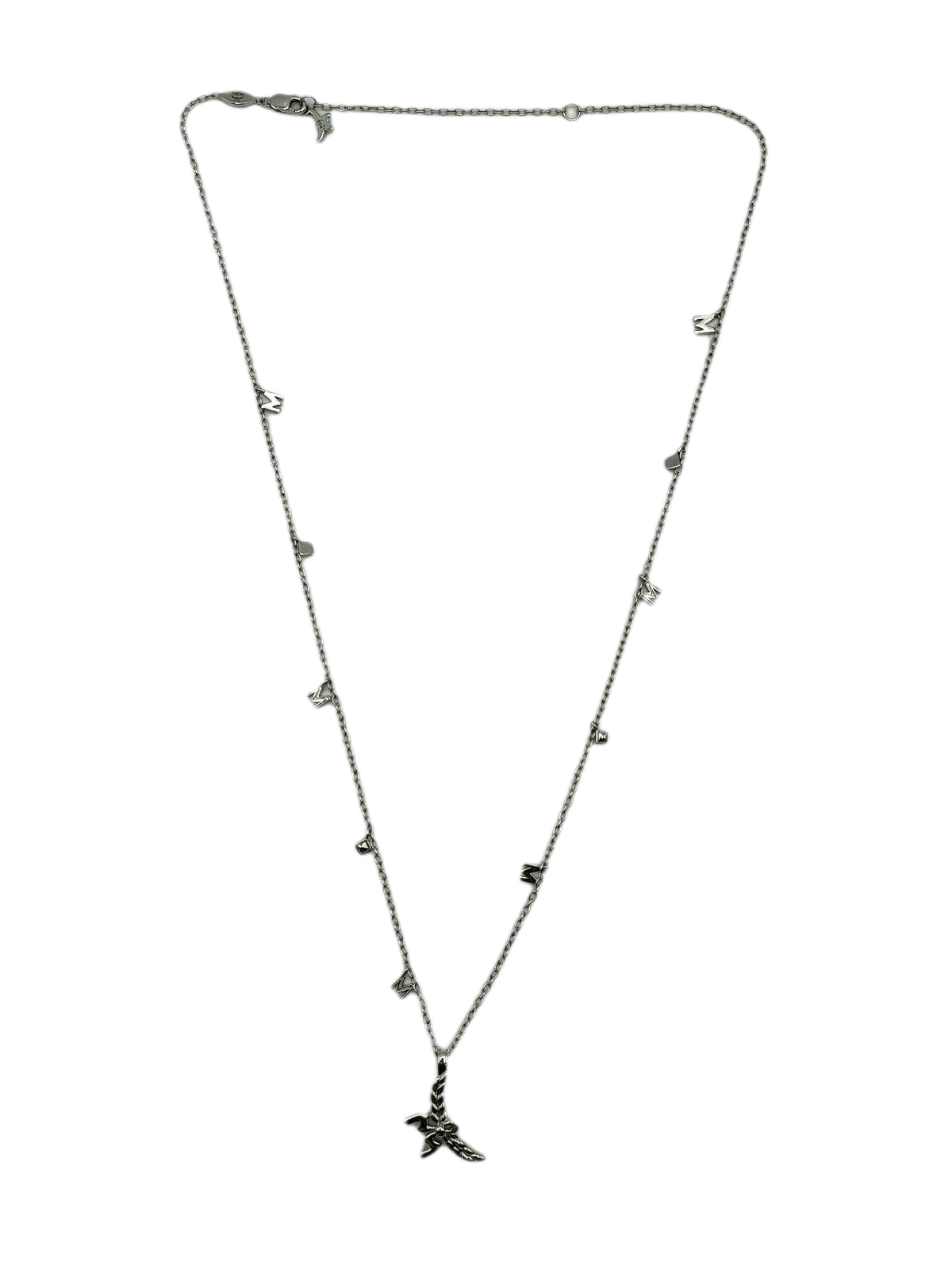 MCM Women's Silver 3D Logo Laurel Charm Pendant Necklace Size ONE SIZE - 4 Thumbnail