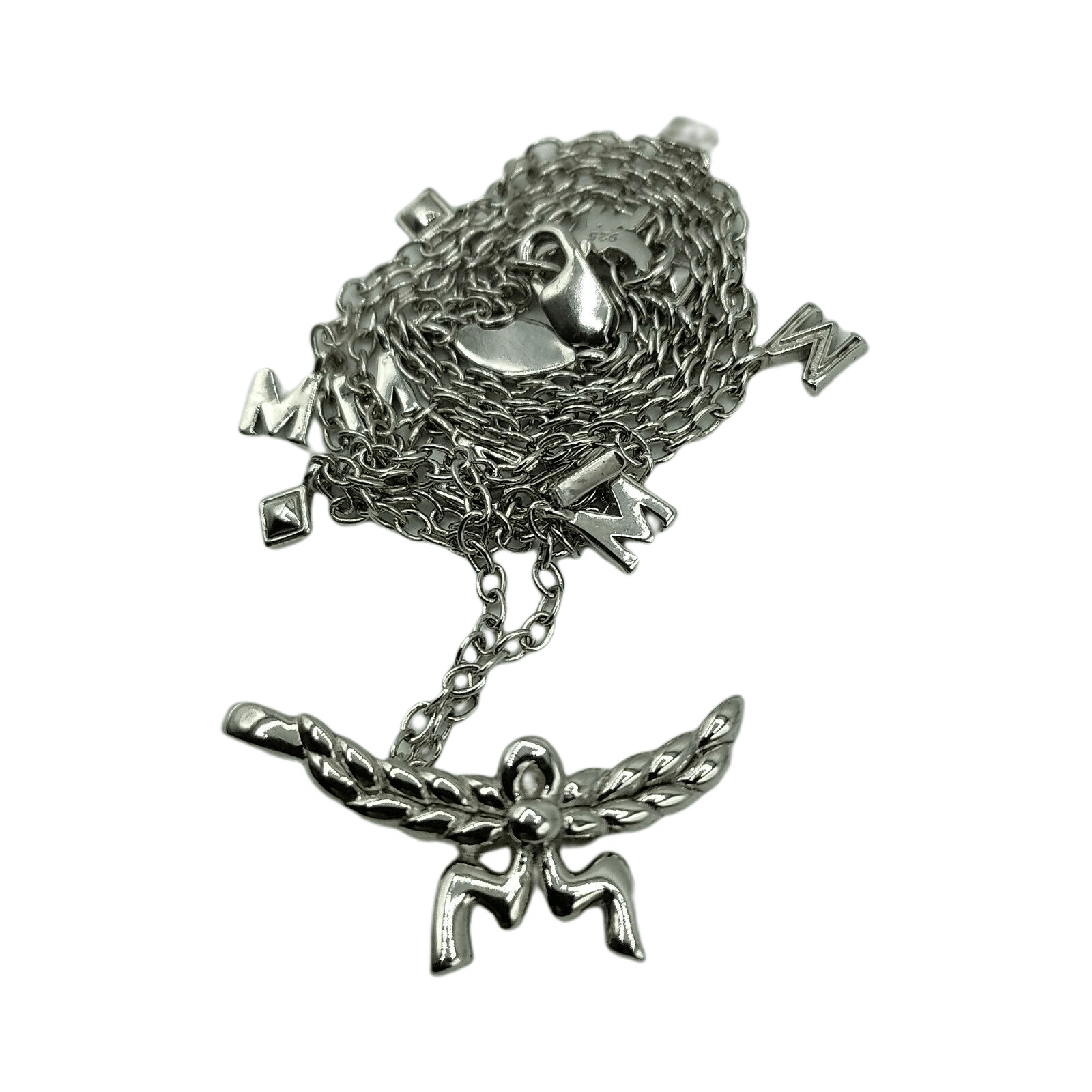 MCM Women's Silver 3D Logo Laurel Charm Pendant Necklace Size ONE SIZE - 9 Thumbnail