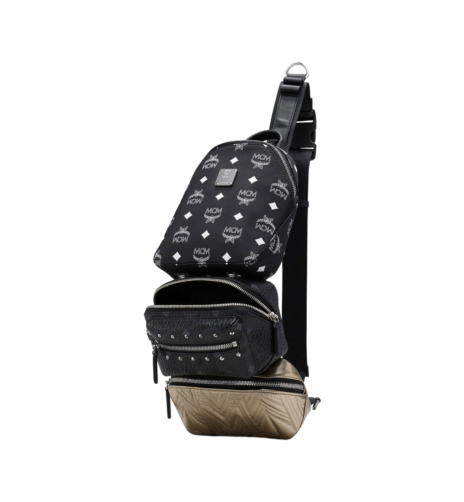 MCM Black Nylon Visetos Leather Trey 4-in-1 Sling Belt Bag Size ONE SIZE - 4 Thumbnail