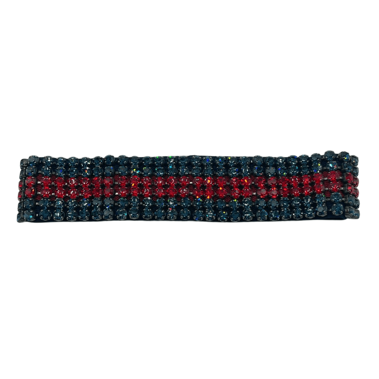 Gucci Women's Blue/Red Web Elastic Headband with Crystals M/57 Size ONE SIZE - 2 Thumbnail