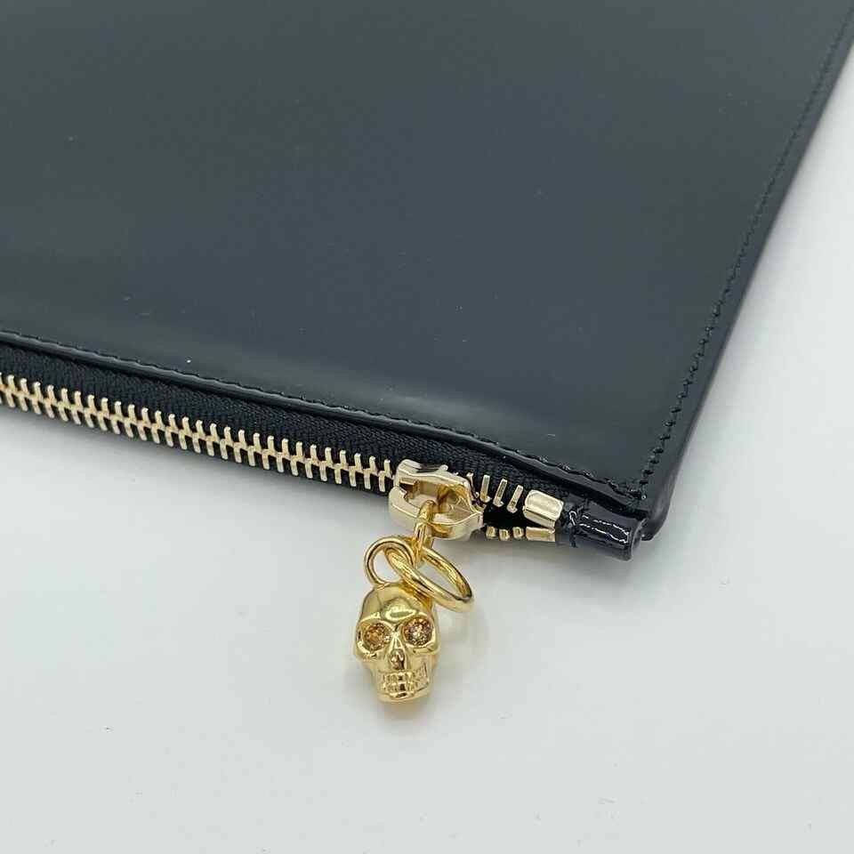 Alexander McQueen Women's Dark Navy Patent Leather Skull Large Pouch Size ONE SIZE - 3 Thumbnail