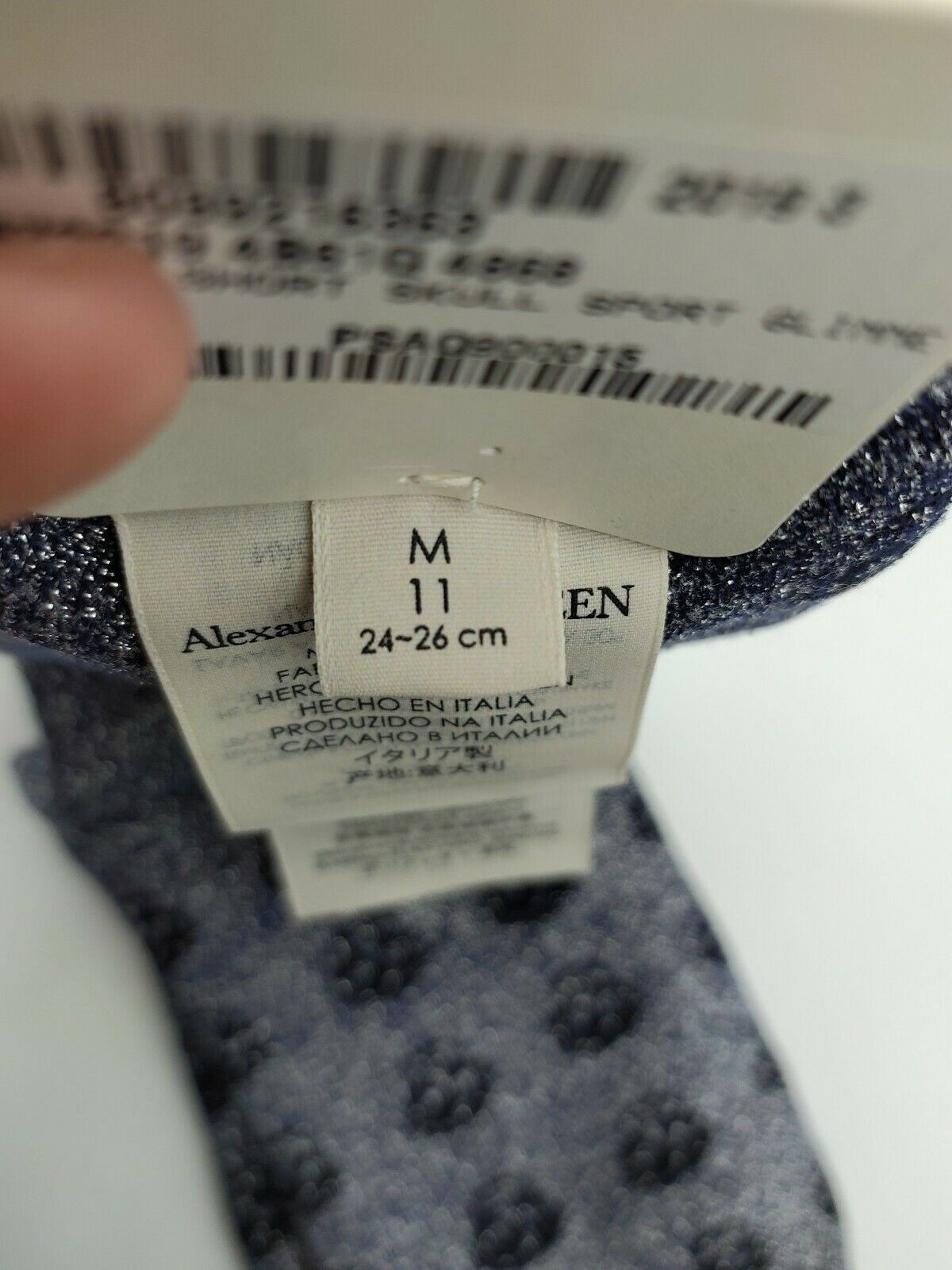 Alexander McQueen Men Mid-Calf Dark Blue Metallic Sport Socks M Size ONE SIZE - 5 Thumbnail