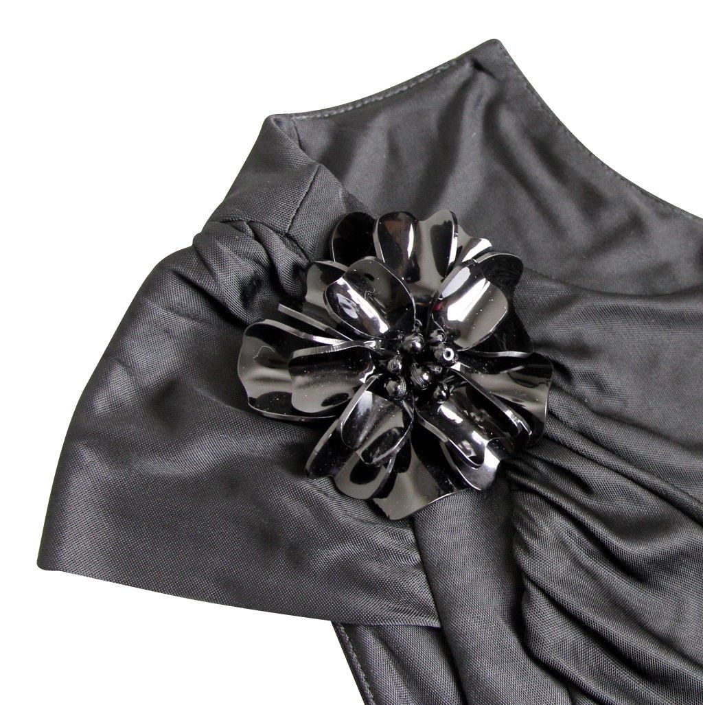 Gucci Women's Black Rayon Medium Dress With Flower Brooch Size M / US 6-8 / IT 42-44 - 7 Thumbnail