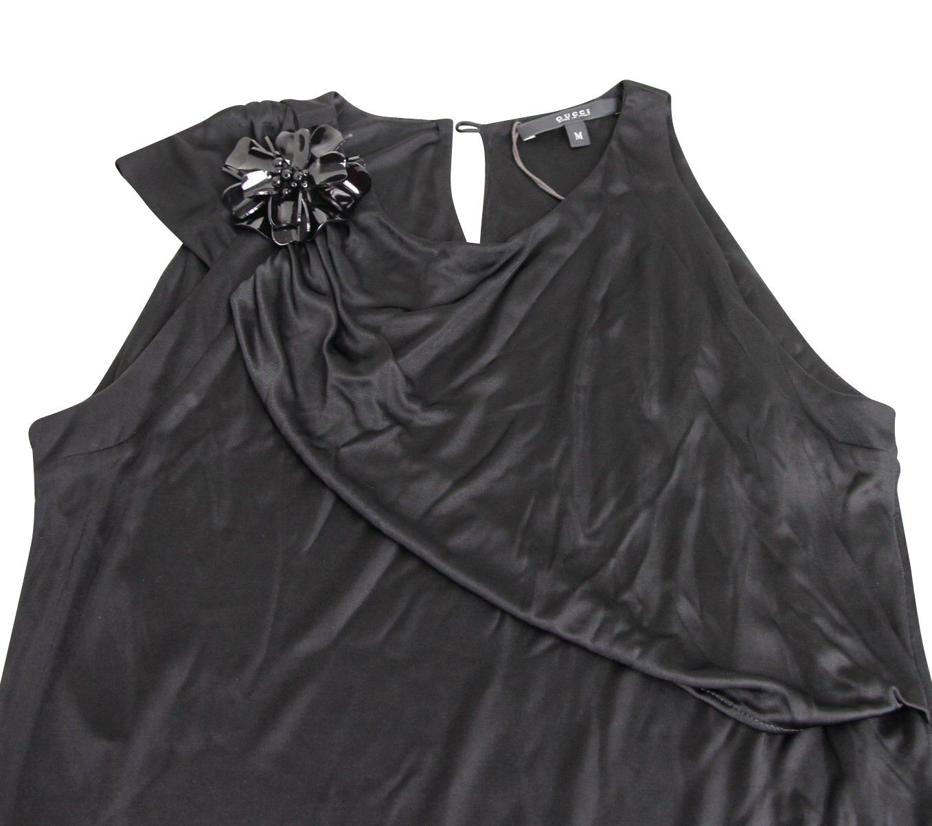 Gucci Women's Black Rayon Medium Dress With Flower Brooch Size M / US 6-8 / IT 42-44 - 6 Thumbnail