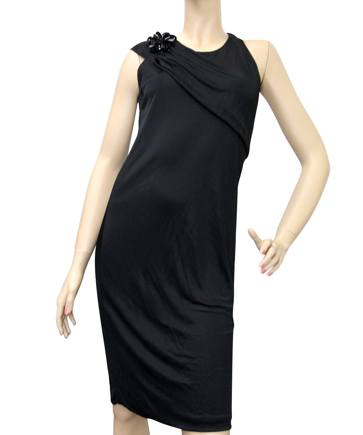 Gucci Women's Black Rayon Medium Dress With Flower Brooch Size M / US 6-8 / IT 42-44 - 2 Thumbnail