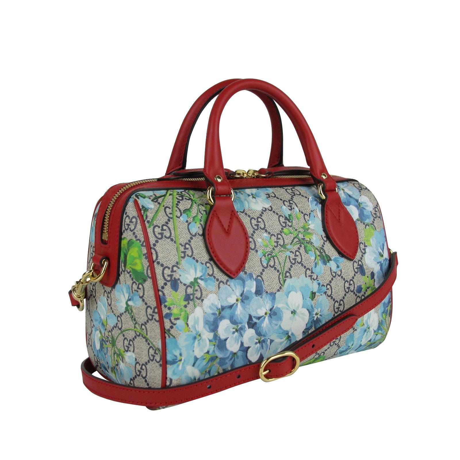 Gucci Blue GG Blooms Coated Canvas Small Boston Top Handle Bag Size ONE SIZE - 3 Thumbnail