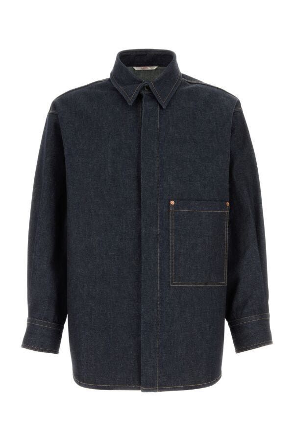 Valentino Dark Blue Denim Oversize Shirt Size US L / EU 52-54 / 3 - 3 Thumbnail
