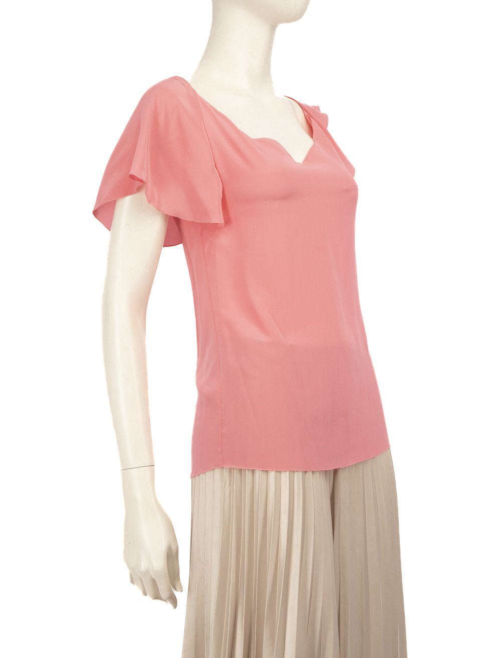 Lanvin Pink Silk Ruffle Sleeve Top Size XS / US 0-2 / IT 36-38 - 2 Thumbnail