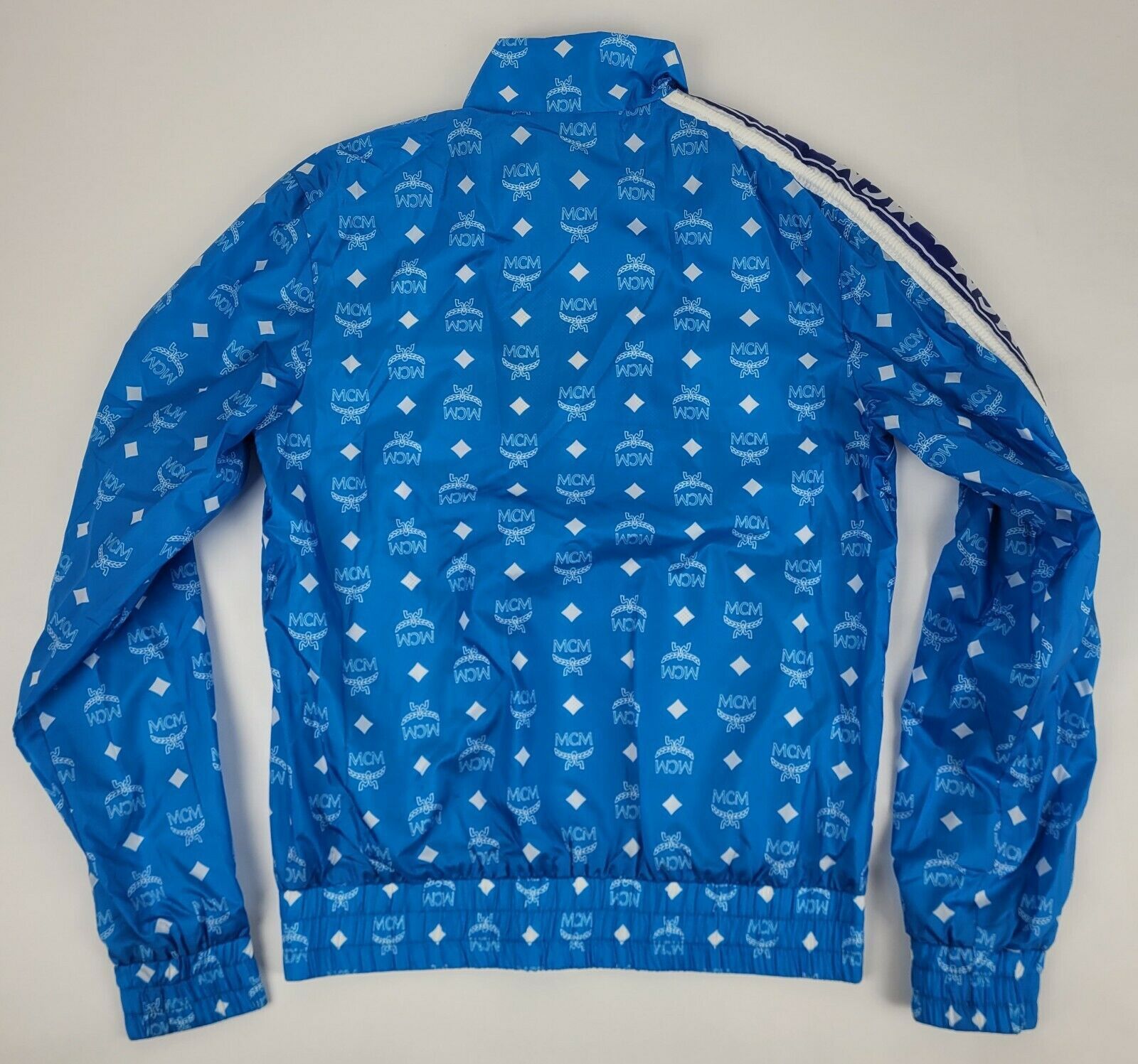 MCM Women's Blue Nylon Bomber Jacket w/White Logo Print IT 38 Size M / US 6-8 / IT 42-44 - 7 Thumbnail