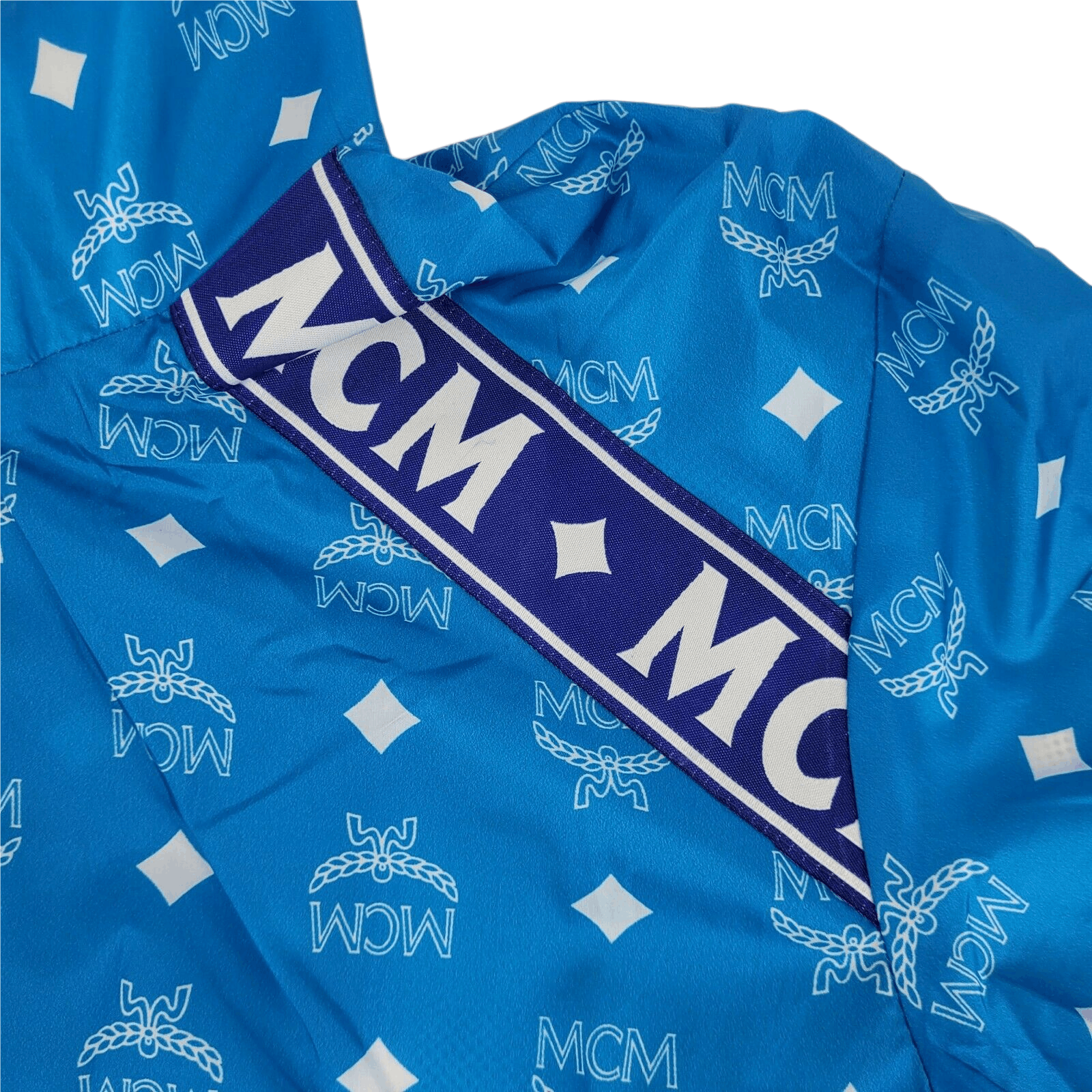 MCM Women's Blue Nylon Bomber Jacket w/White Logo Print IT 38 Size M / US 6-8 / IT 42-44 - 6 Thumbnail
