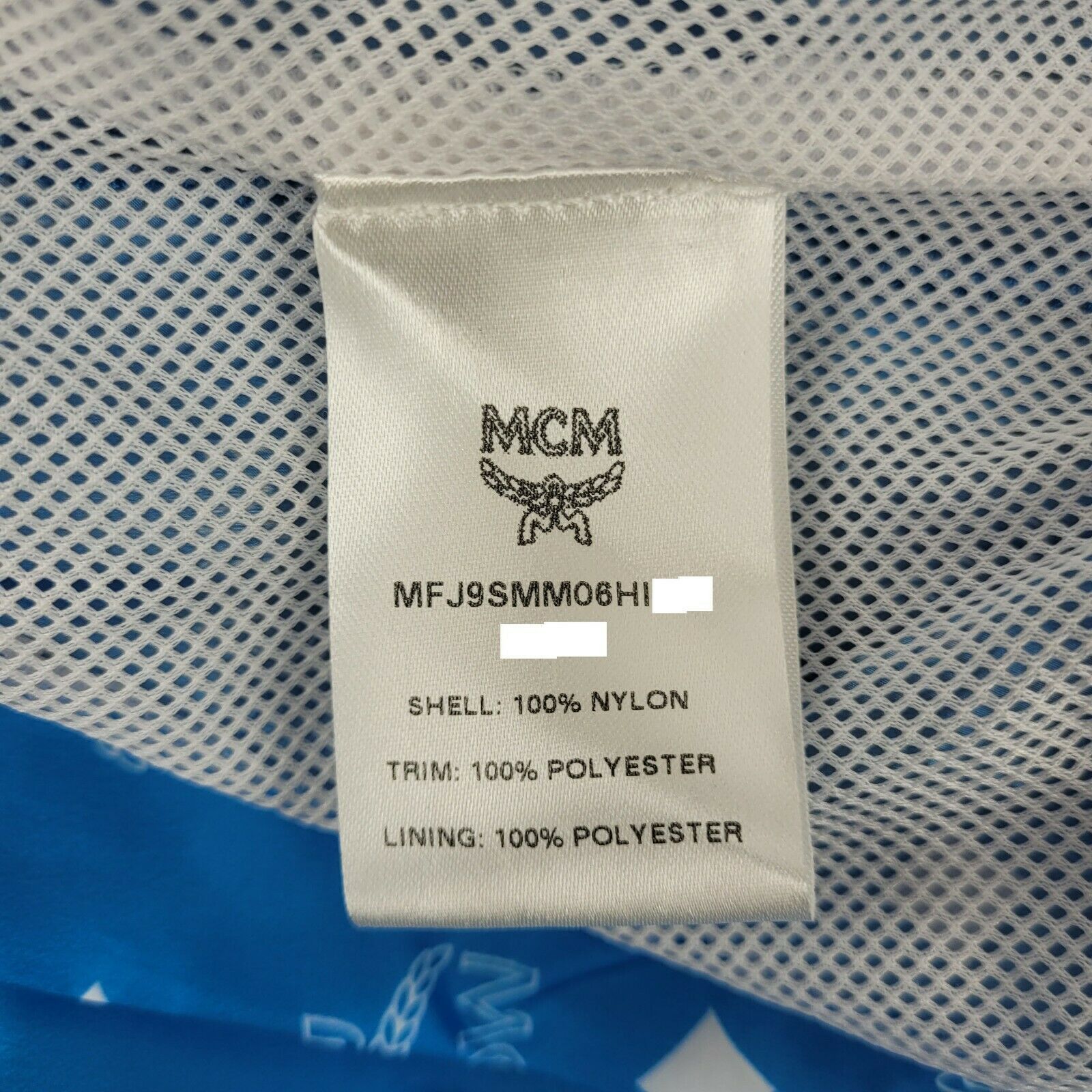 MCM Women's Blue Nylon Bomber Jacket w/White Logo Print IT 38 Size M / US 6-8 / IT 42-44 - 9 Thumbnail