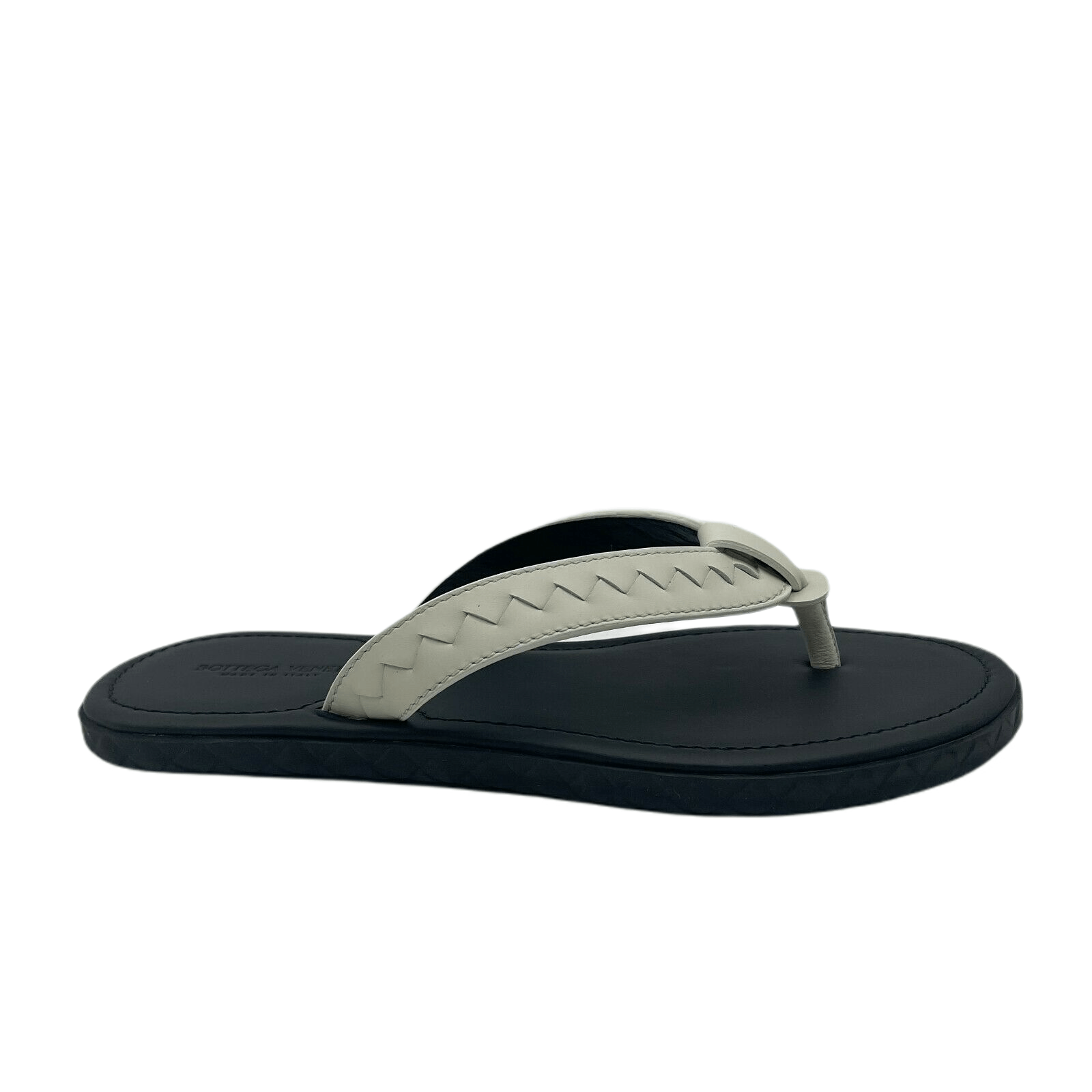 Bottega Veneta Men's White/Black Leather Thong Sandal 40/US 7 Size US 7 / EU 40 - 2 Thumbnail