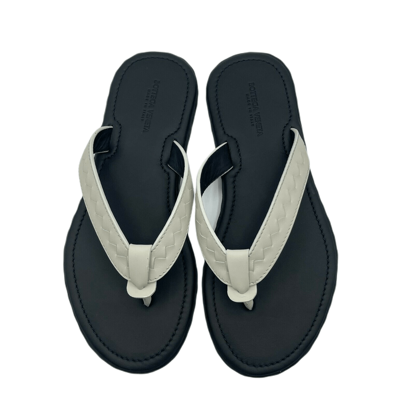 Bottega Veneta Men's White/Black Leather Thong Sandal 40/US 7 Size US 7 / EU 40 - 4 Thumbnail