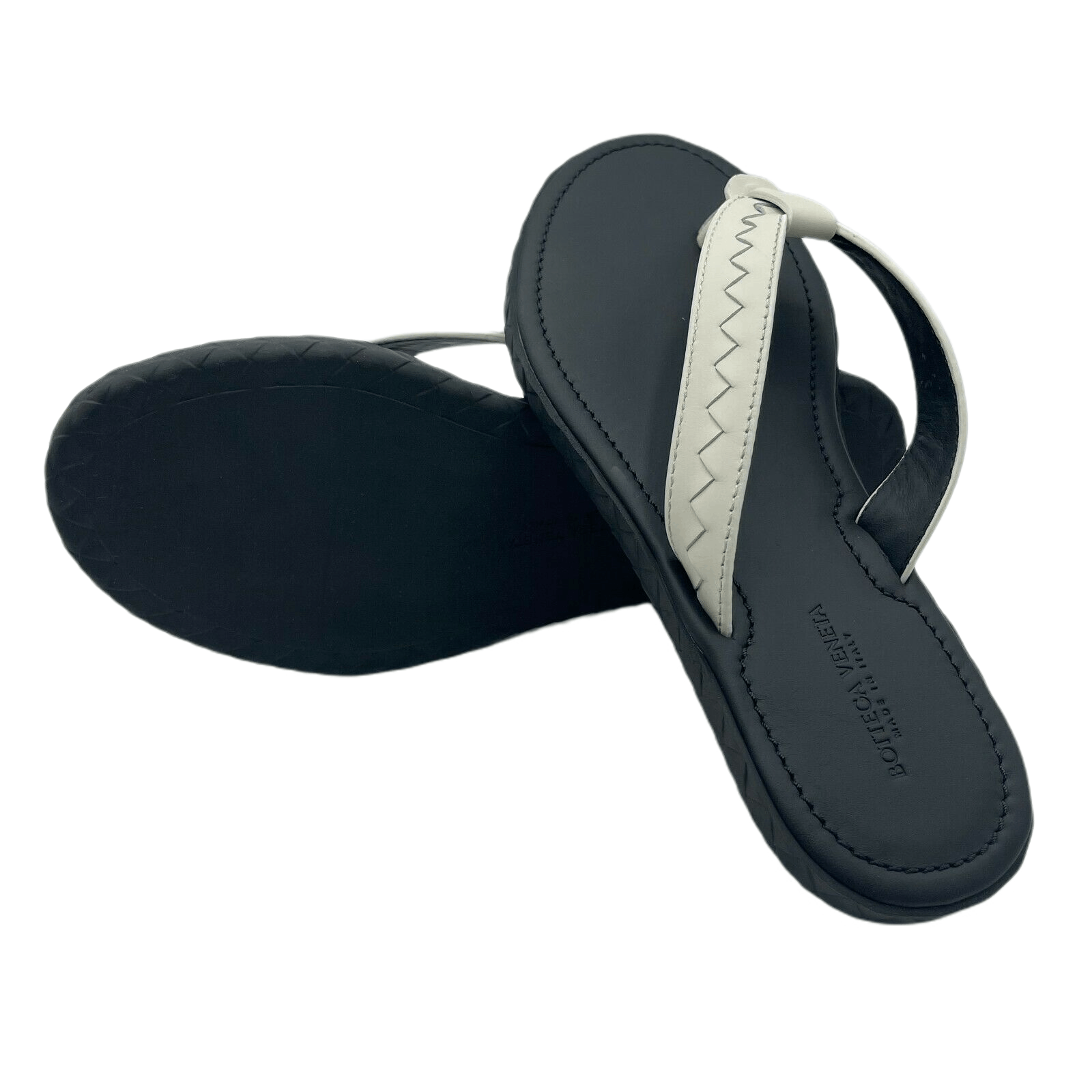 Bottega Veneta Men's White/Black Leather Thong Sandal 40/US 7 Size US 7 / EU 40 - 5 Thumbnail