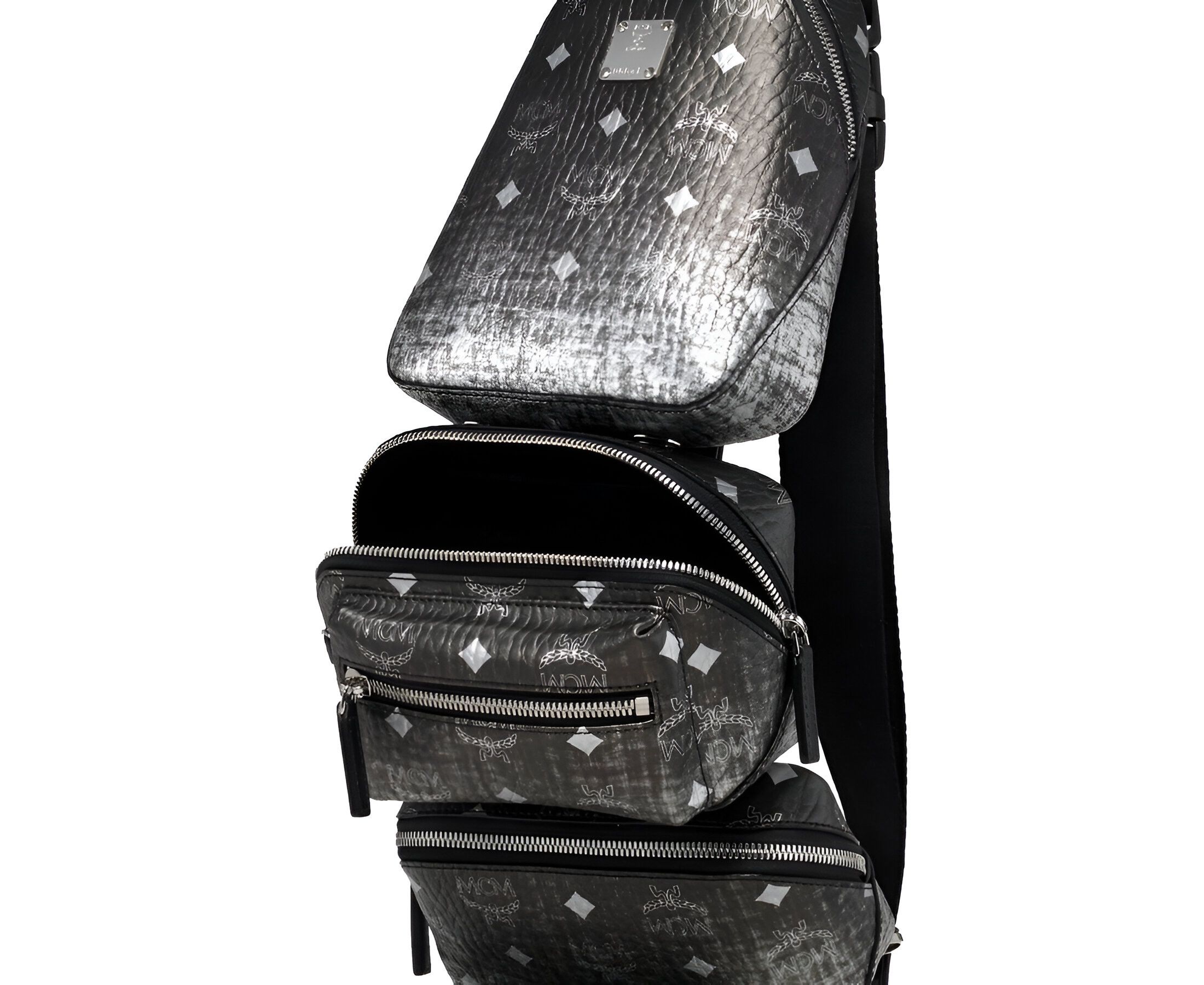 MCM Women's Black Silver Gradien Visetos Trey 4-in-1 Sling Size ONE SIZE - 4 Thumbnail