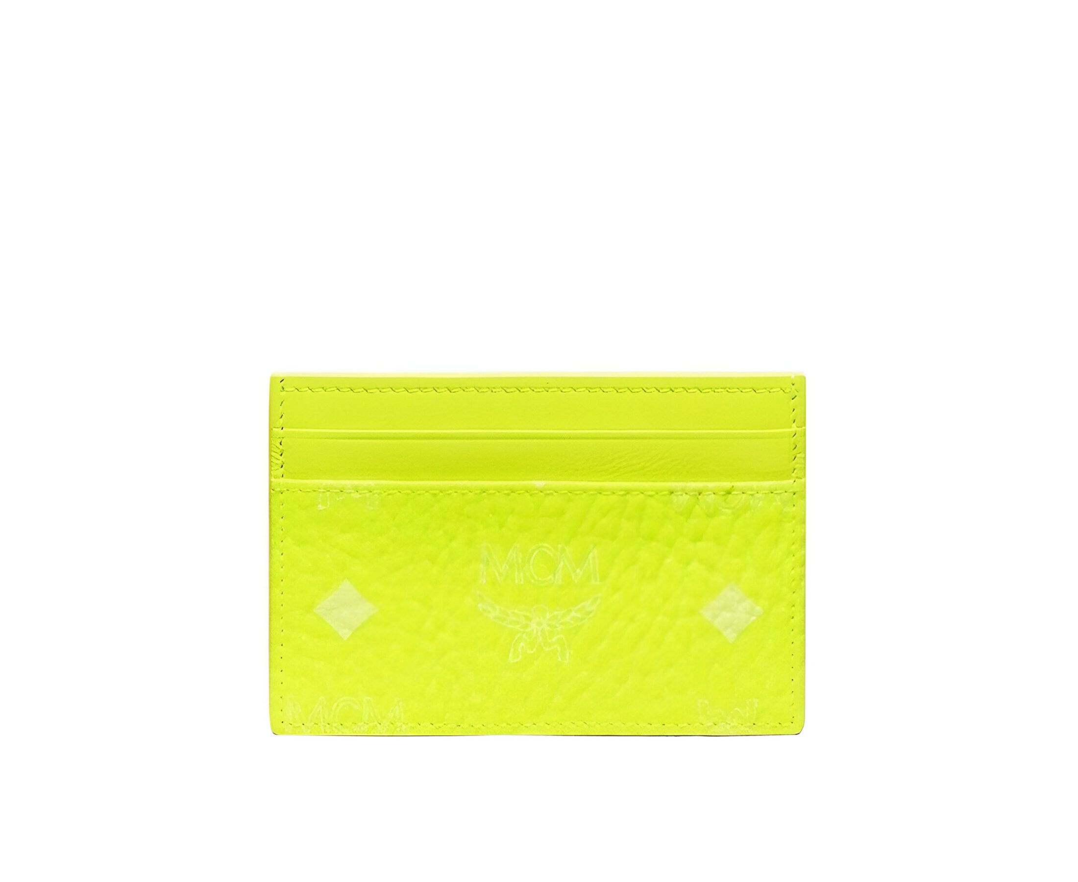 MCM Women's Neon Yellow Visetos Coated Canvas Card Case Holder Size ONE SIZE - 2 Thumbnail