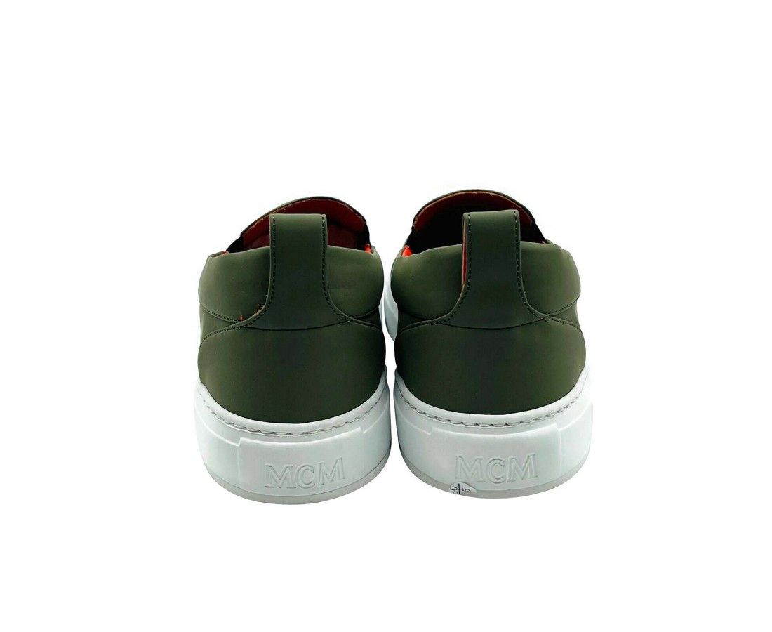 MCM Men's Moss Green Orange Logo Leather Slip On Sneaker (41 EU Size US 8 / EU 41 - 5 Thumbnail