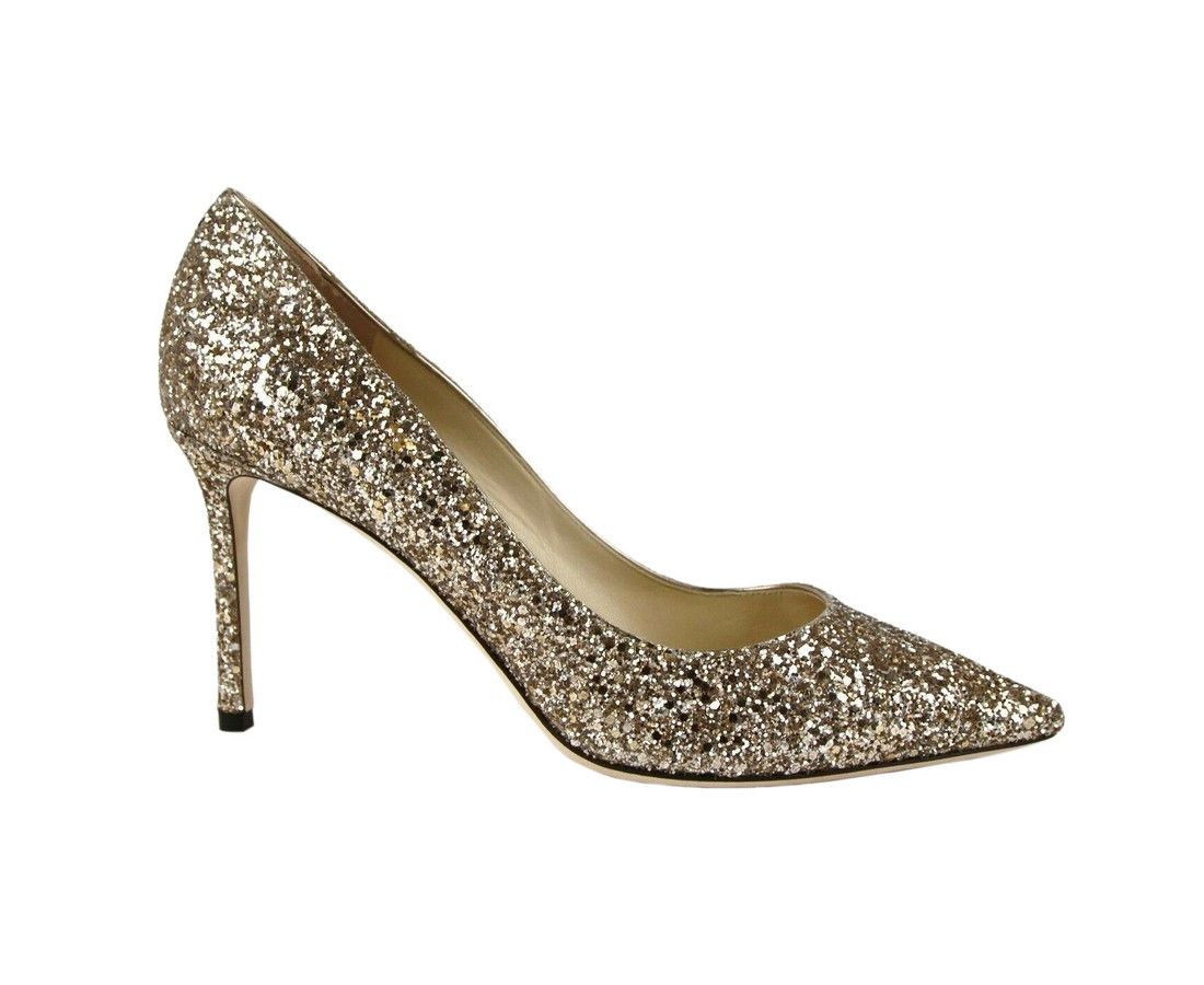 Jimmy Choo Women's Romy 85 Champagne Coarse Glitter Pumps (41.5 EU / Size US 11.5 / IT 41.5 - 6 Thumbnail