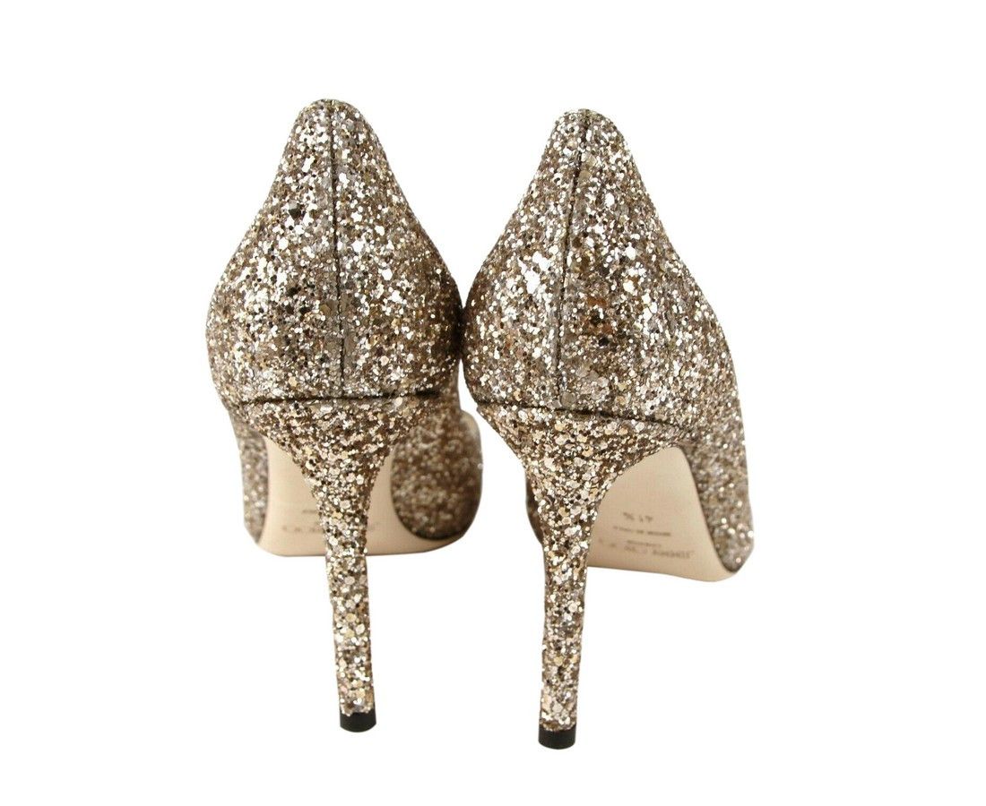 Jimmy Choo Women's Romy 85 Champagne Coarse Glitter Pumps (41.5 EU / Size US 11.5 / IT 41.5 - 5 Thumbnail