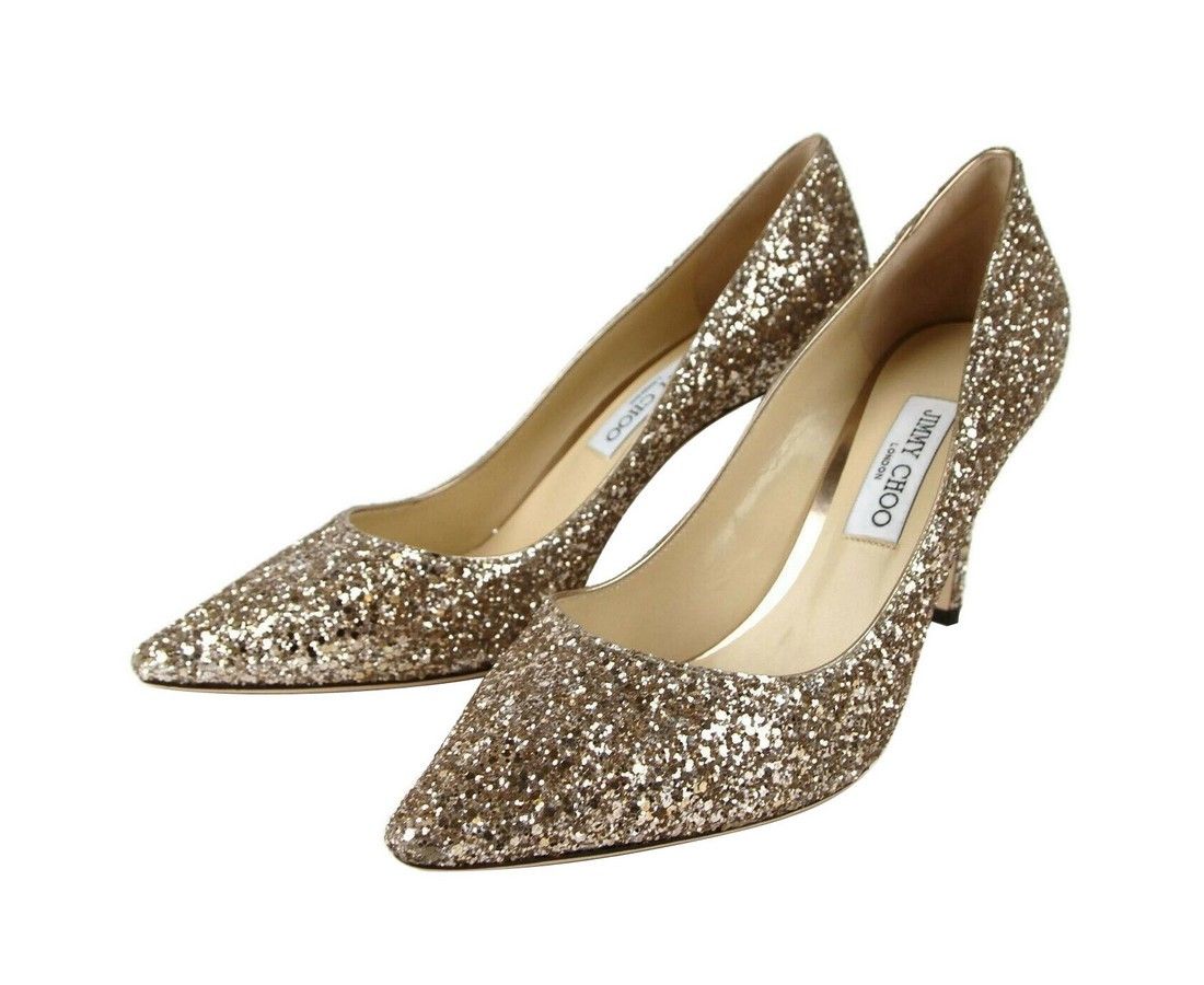 Jimmy Choo Women's Romy 85 Champagne Coarse Glitter Pumps (41.5 EU / Size US 11.5 / IT 41.5 - 2 Thumbnail