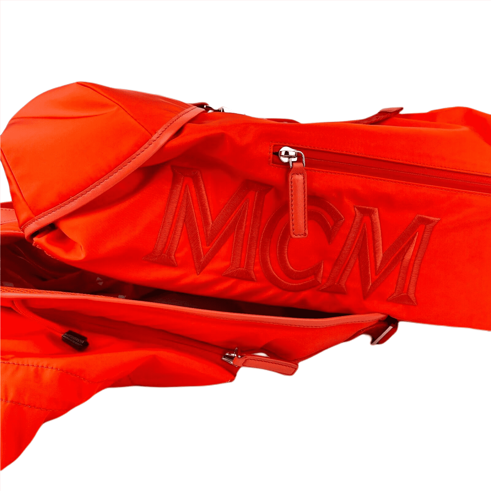 MCM Women's Orange Red Nylon Luft Hoodie Backpack /Detachable Size ONE SIZE - 5 Thumbnail