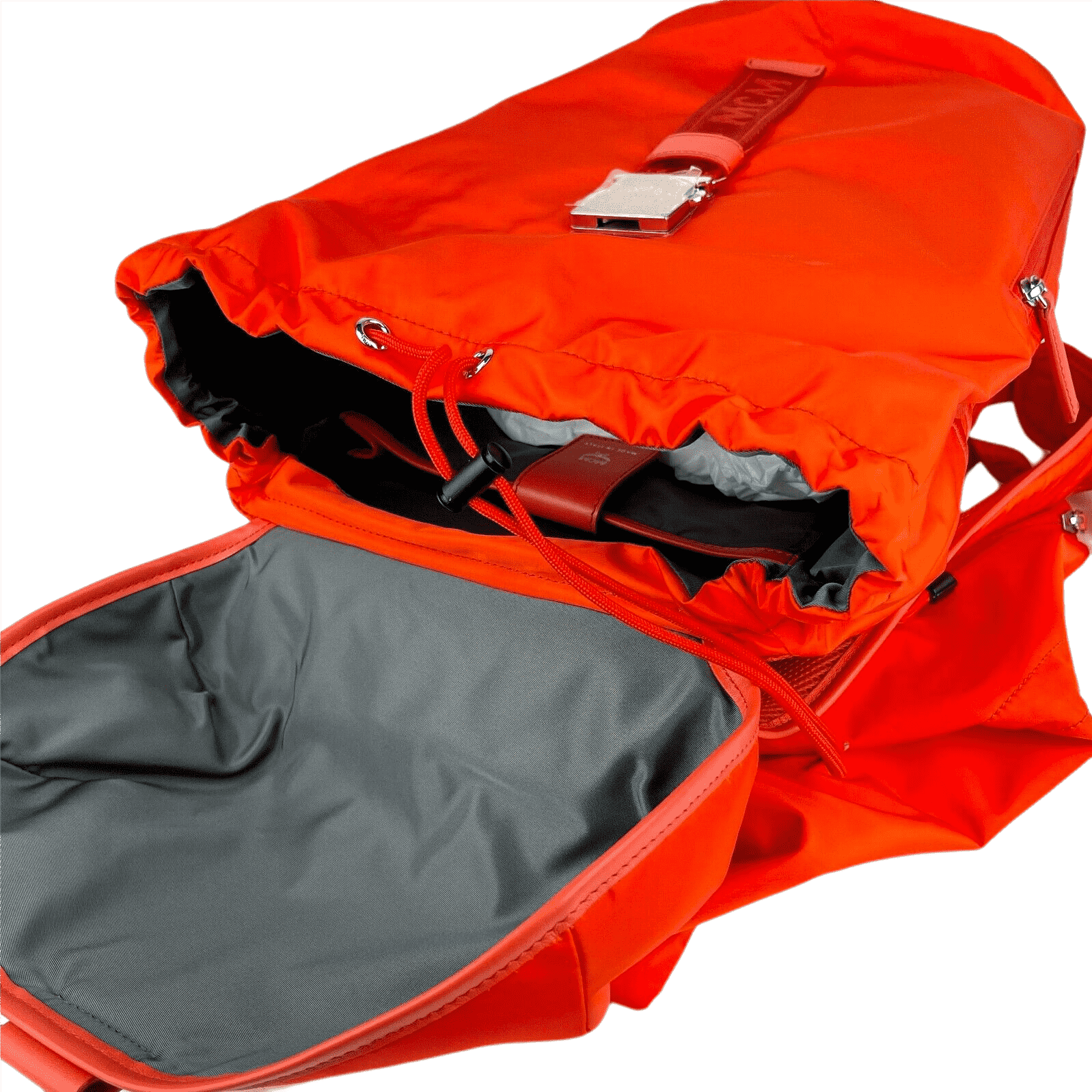 MCM Women's Orange Red Nylon Luft Hoodie Backpack /Detachable Size ONE SIZE - 6 Thumbnail