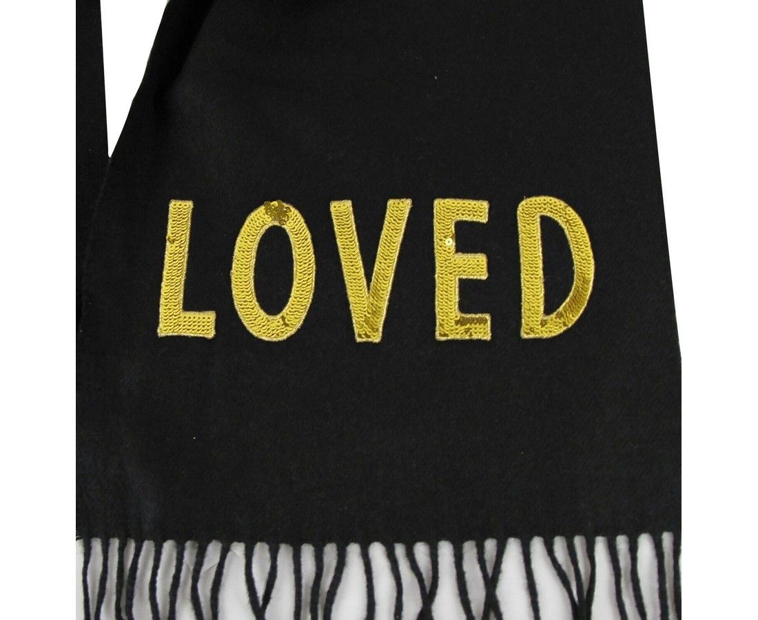 Gucci Women's Black Silk / Cashmere Long Scarf With Yellow Sequin Size ONE SIZE - 2 Thumbnail