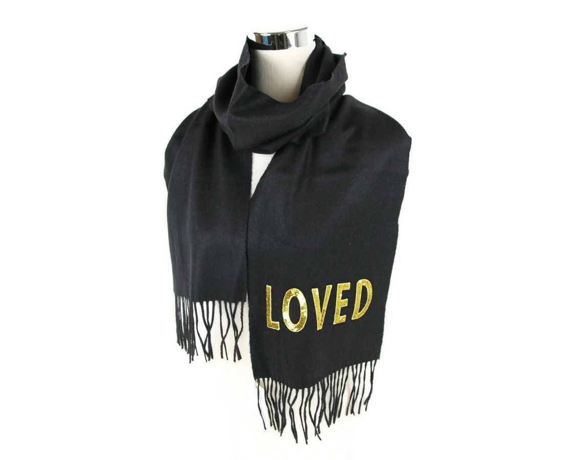 Gucci Women's Black Silk / Cashmere Long Scarf With Yellow Sequin Size ONE SIZE - 5 Thumbnail