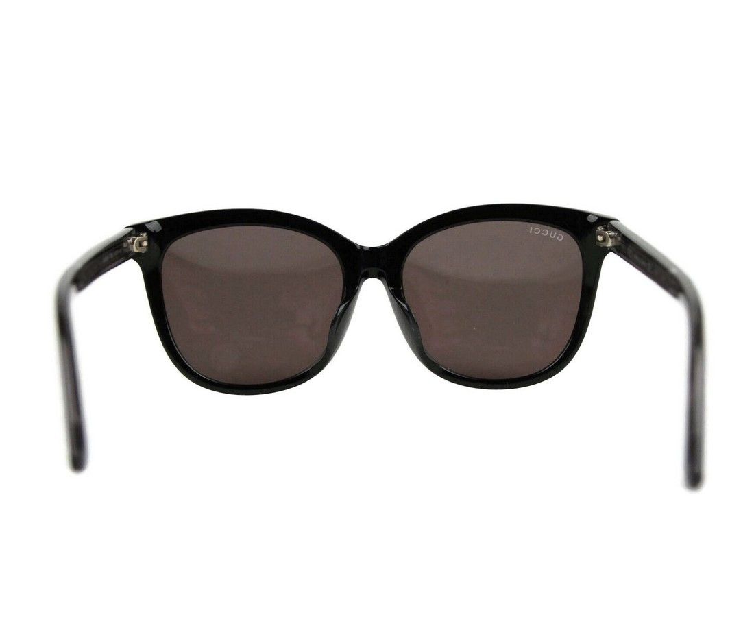 Gucci Women's Shiny Black Acetate Grey Reflective Lenses Size ONE SIZE - 3 Thumbnail