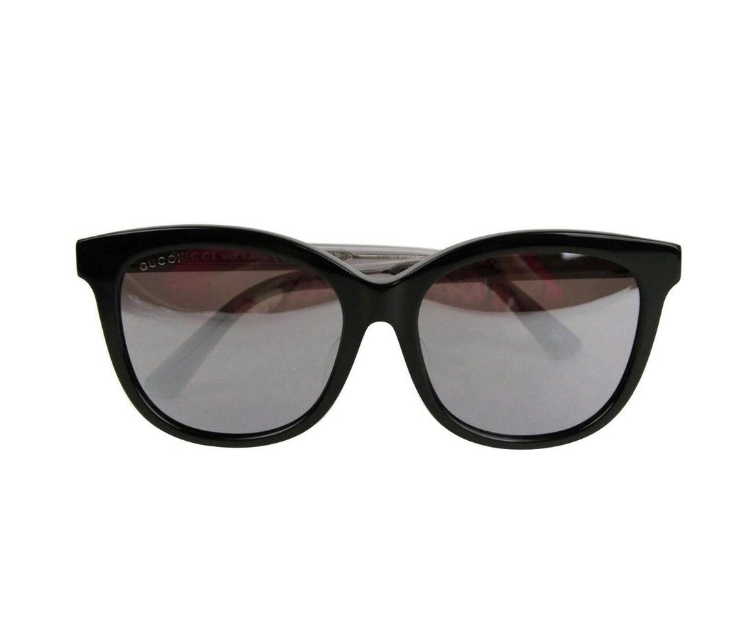 Gucci Women's Shiny Black Acetate Grey Reflective Lenses Size ONE SIZE - 6 Thumbnail