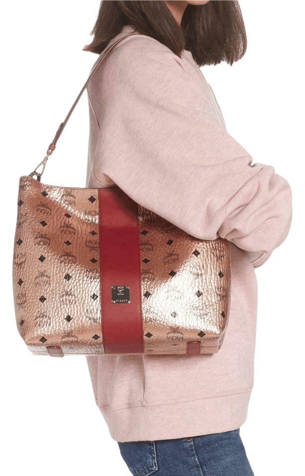 MCM Klara Champagne Gold Visetos Medium Hobo Crossbody Bag Size ONE SIZE - 3 Thumbnail