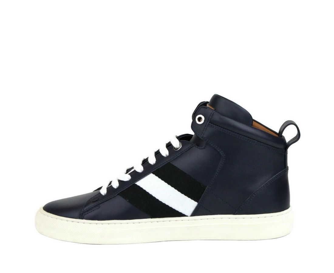 Bally Men's Dark Blue Calf Leather Hi-top Sneaker With Black Size US 8 / EU 41 - 7 Thumbnail