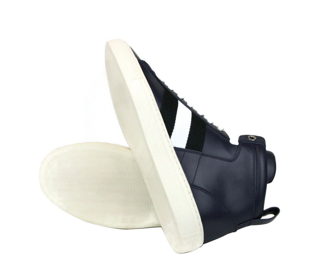 Bally Men's Dark Blue Calf Leather Hi-top Sneaker With Black Size US 8 / EU 41 - 8 Thumbnail