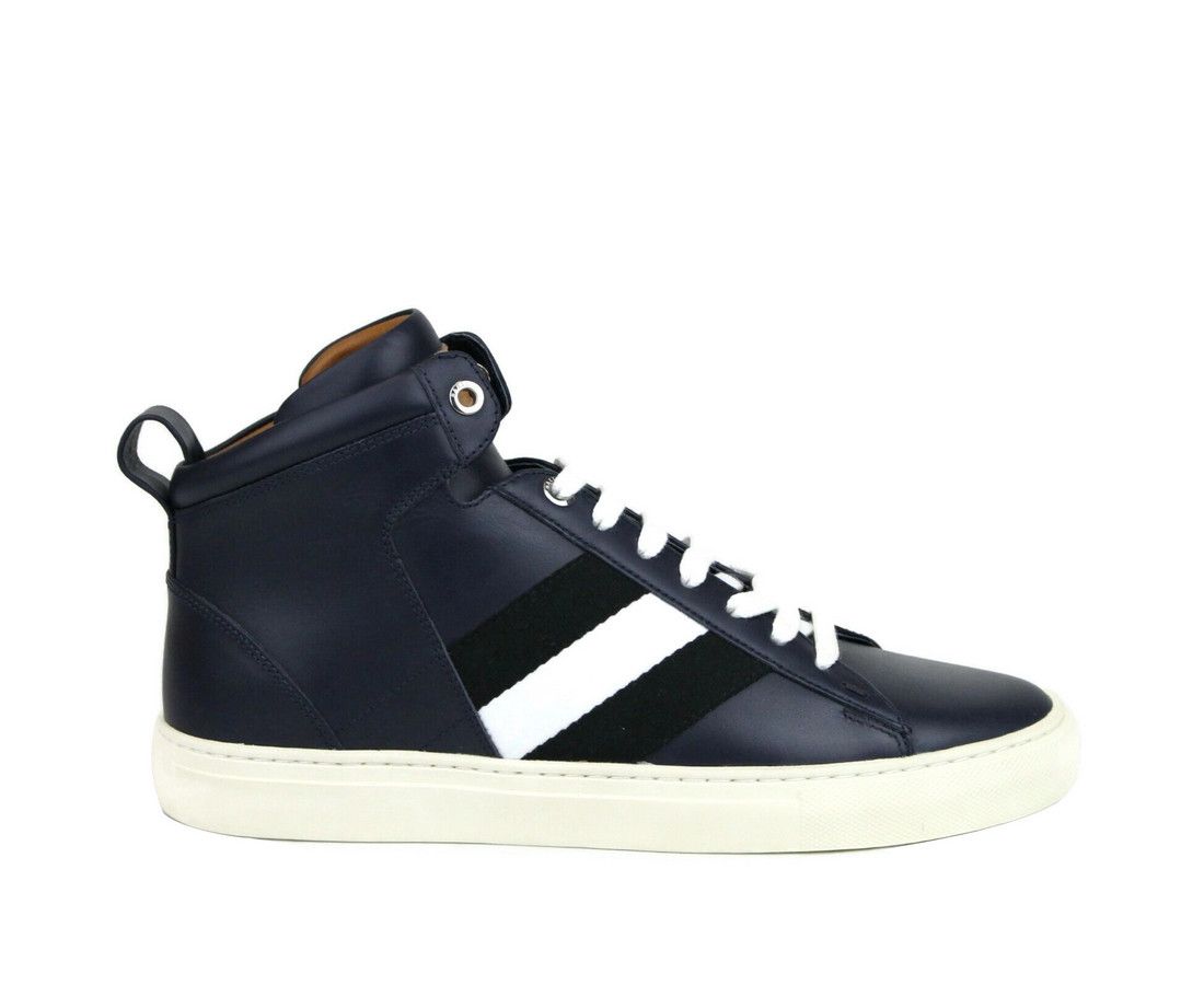Bally Men's Dark Blue Calf Leather Hi-top Sneaker With Black Size US 8 / EU 41 - 6 Thumbnail