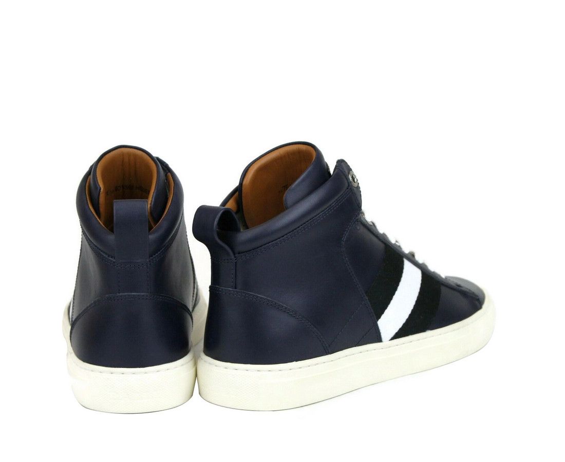 Bally Men's Dark Blue Calf Leather Hi-top Sneaker With Black Size US 8 / EU 41 - 5 Thumbnail