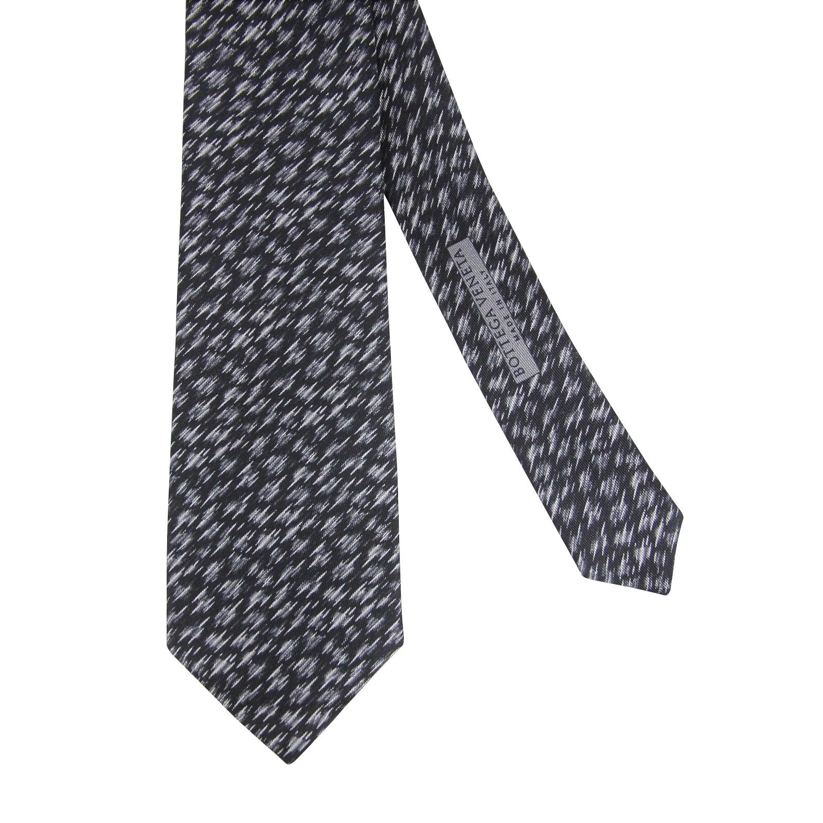 Bottega Veneta Men's Dry Brush Black/White Silk Pattern Tie Size ONE SIZE - 4 Thumbnail