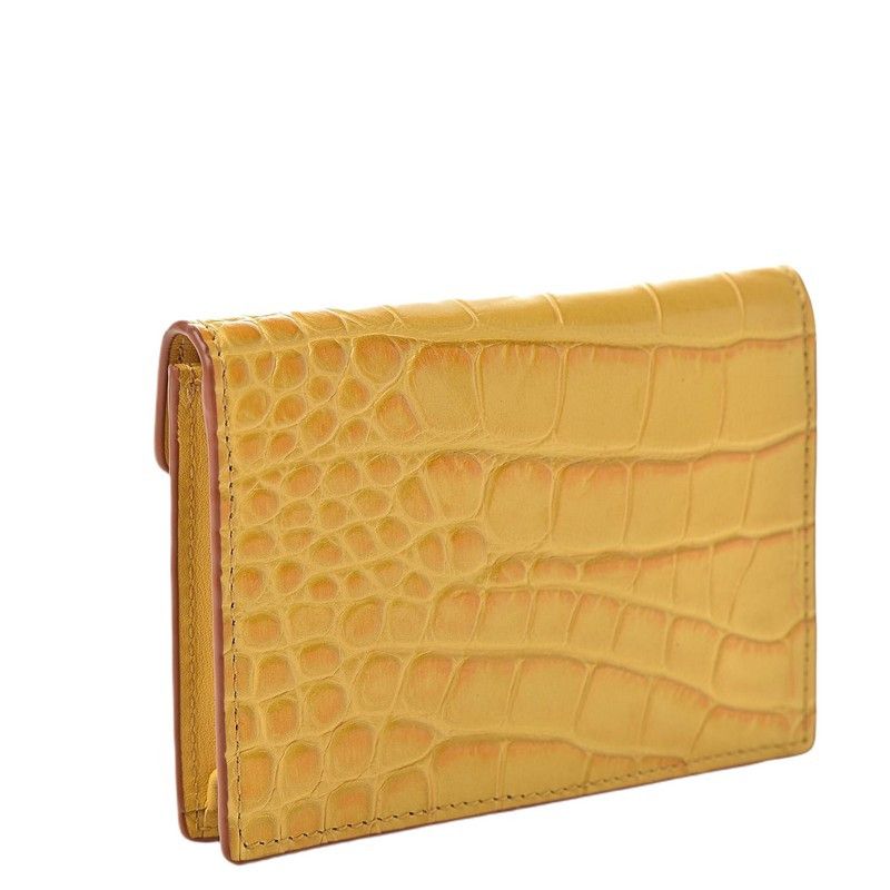 MCM Women's Yellow Crocodile Embossed Leather Mini Flap Coin Size ONE SIZE - 2 Thumbnail