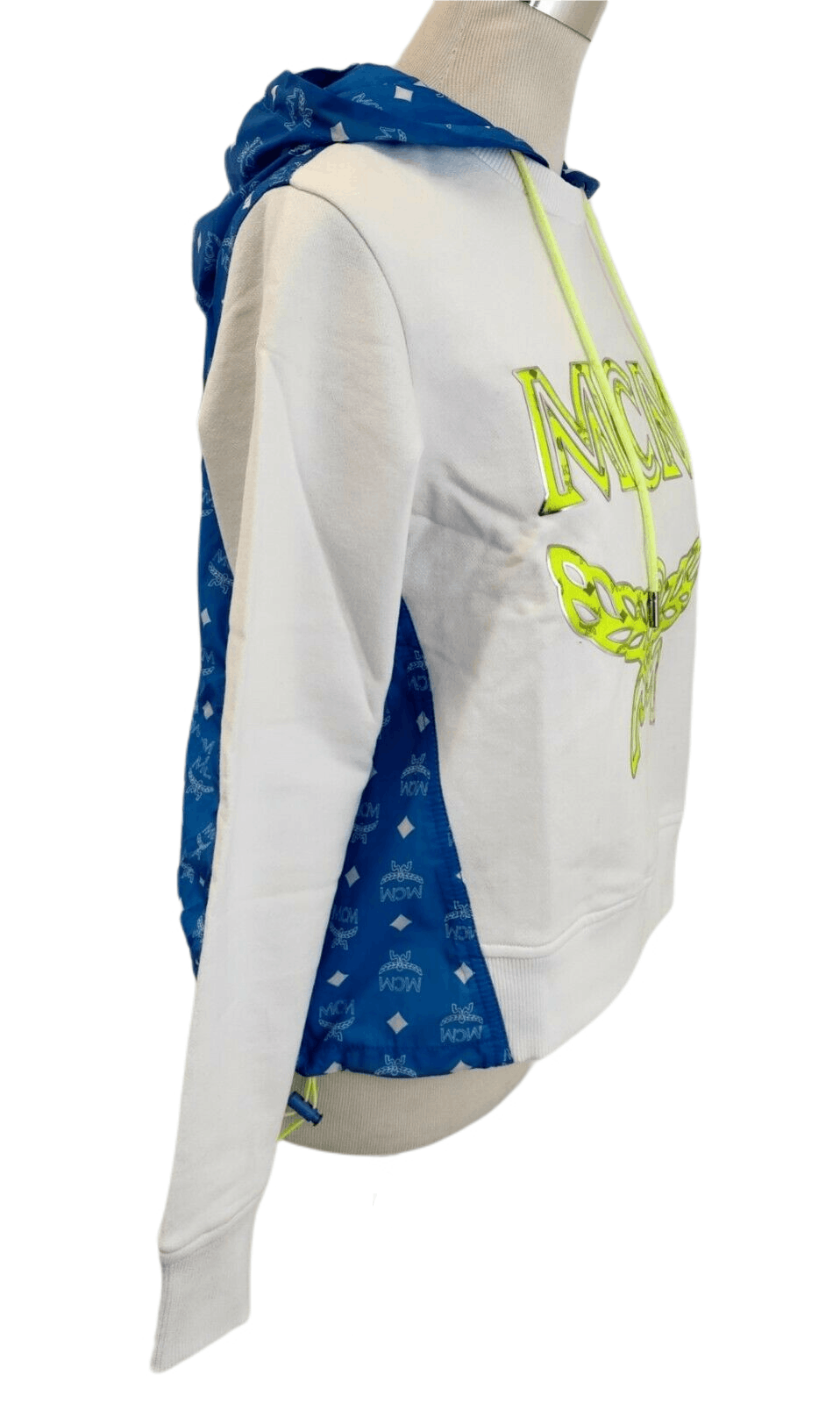 MCM Women's White Cotton Sweatshirt with Nylon Back and Hood Size M / US 6-8 / IT 42-44 - 3 Thumbnail