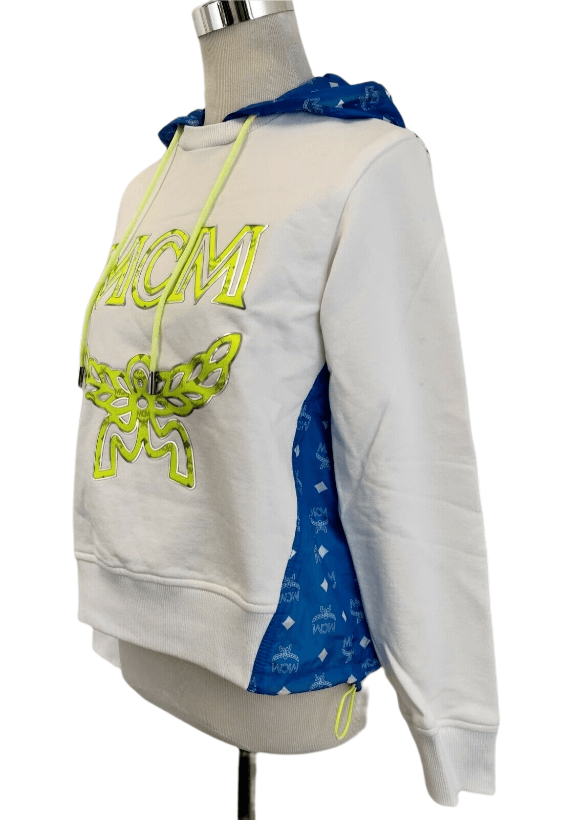 MCM Women's White Cotton Sweatshirt with Nylon Back and Hood Size M / US 6-8 / IT 42-44 - 2 Thumbnail