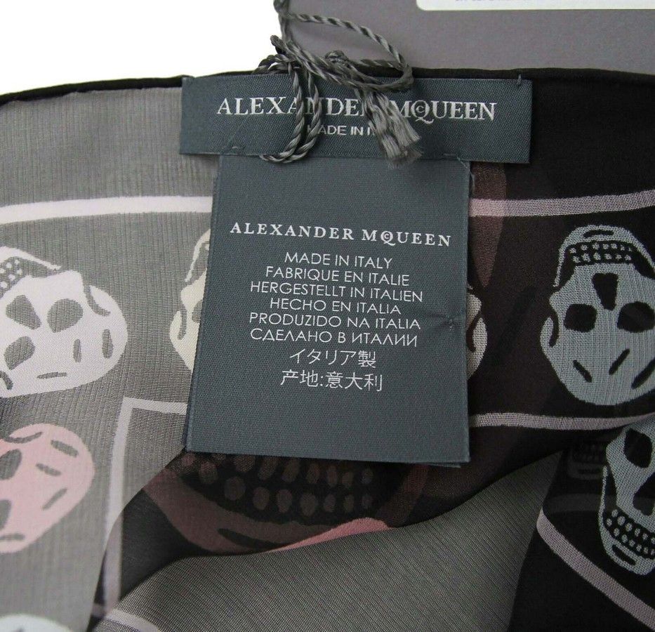 Alexander McQueen Women's Black Chiffon Silk Multiskull Box Print Shawl Size ONE SIZE - 5 Thumbnail
