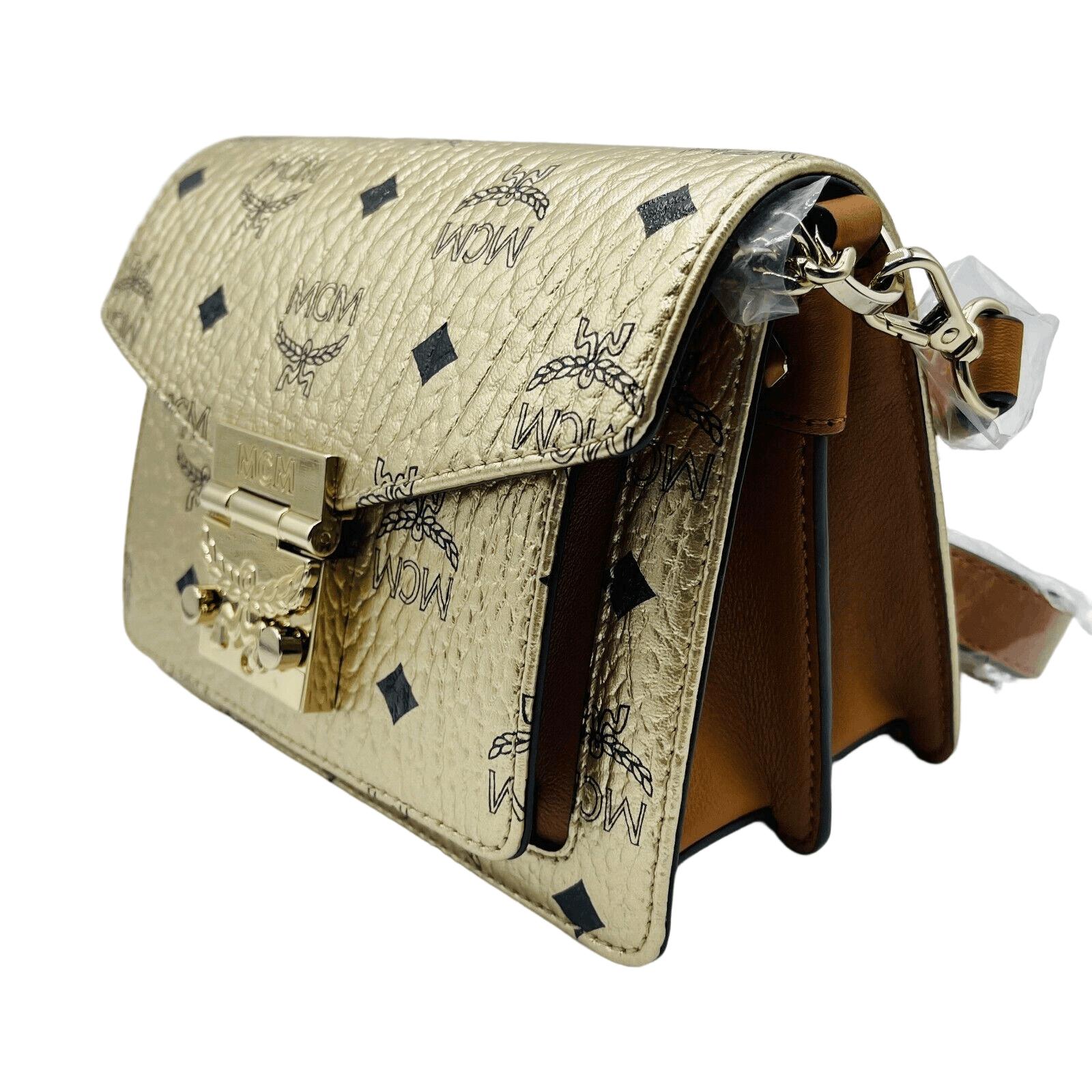 MCM Women's Patricia Mini Berlin Gold Coated Canvas Crossbody Size ONE SIZE - 4 Thumbnail
